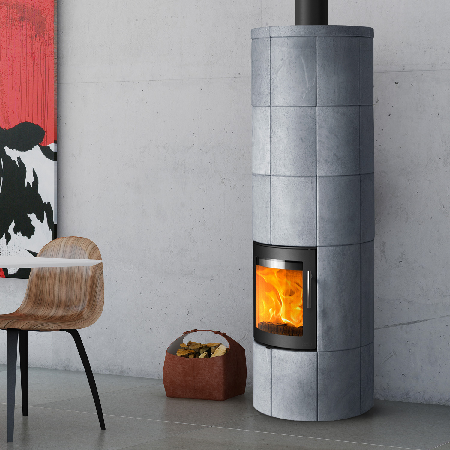 Lotus M3 Kaminofen Schwarz/ Speckstein, Rauchabgang oben