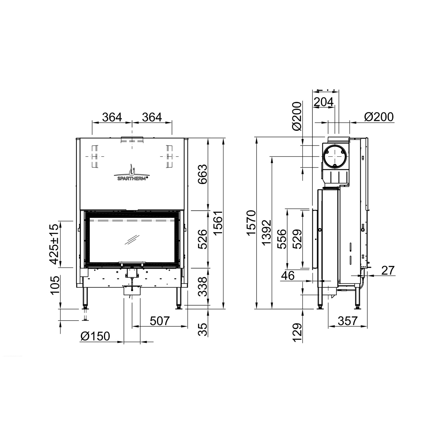 Spartherm Varia FD-87h Kamineinsatz 200 mm RR