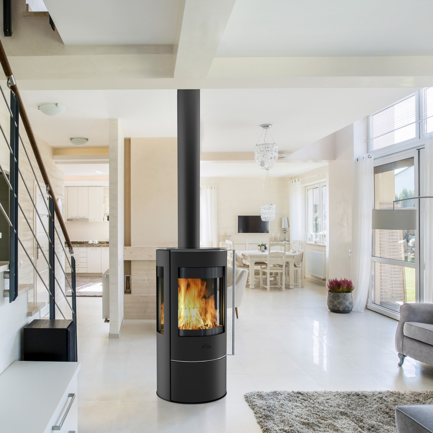 Fireplace Amarant Kaminofen Stahl Schwarz | Topplatte Glas Fireplace Amarant Kaminofen Stahl Schwarz | Topplatte Glas