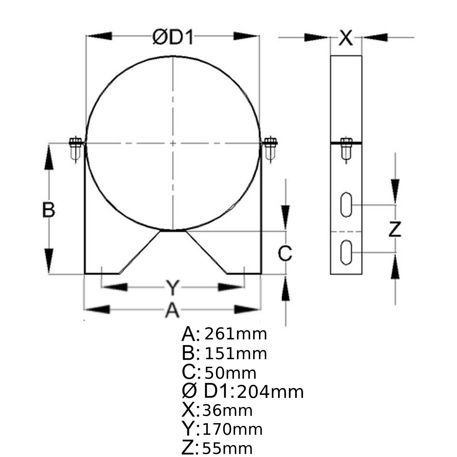 Schiedel Wandhalterung 50 mm für ICS Ø150 mm doppelwandig glänzend