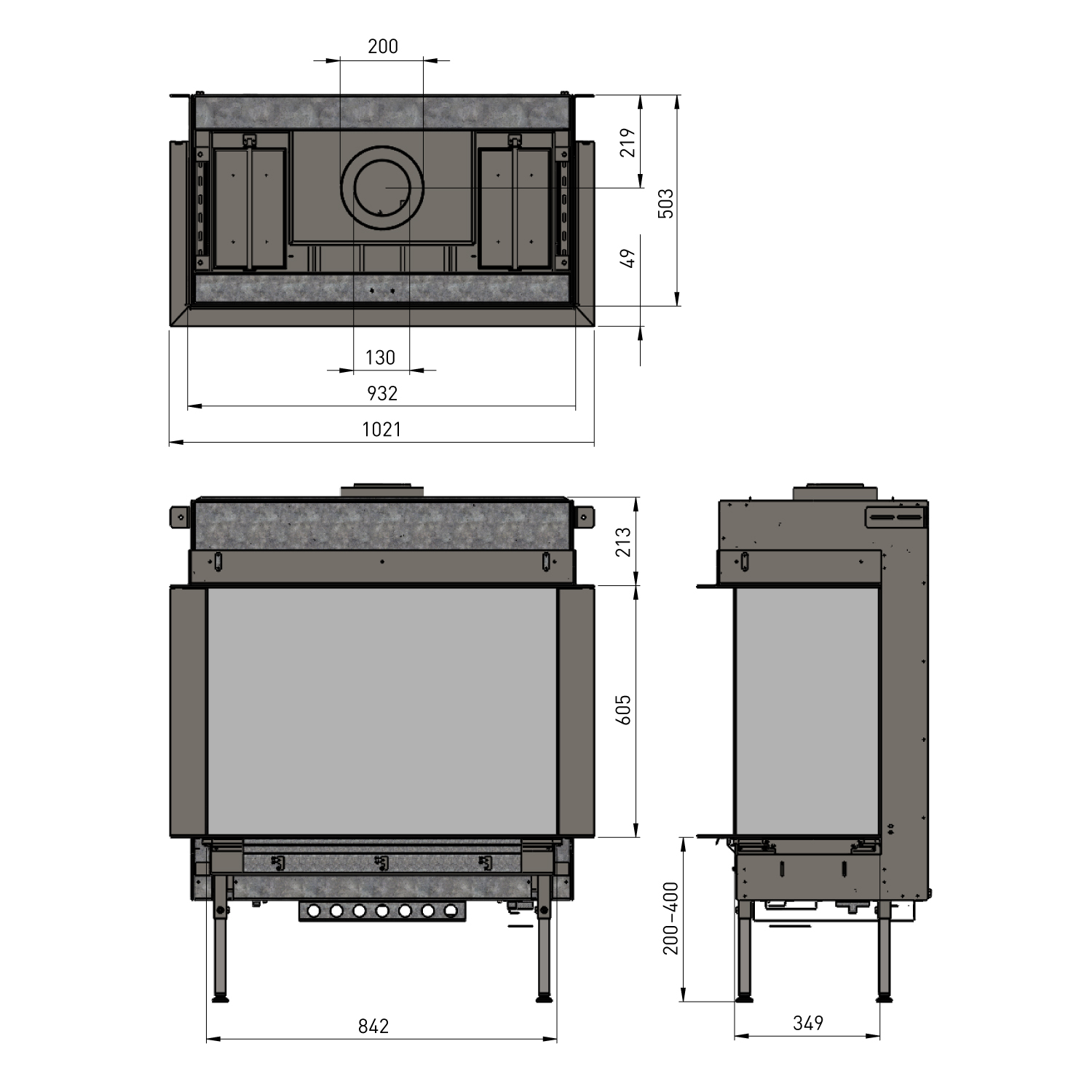 Trimline Fires Trimline 83 Panorama Gas Kamineinsatz G30/G31