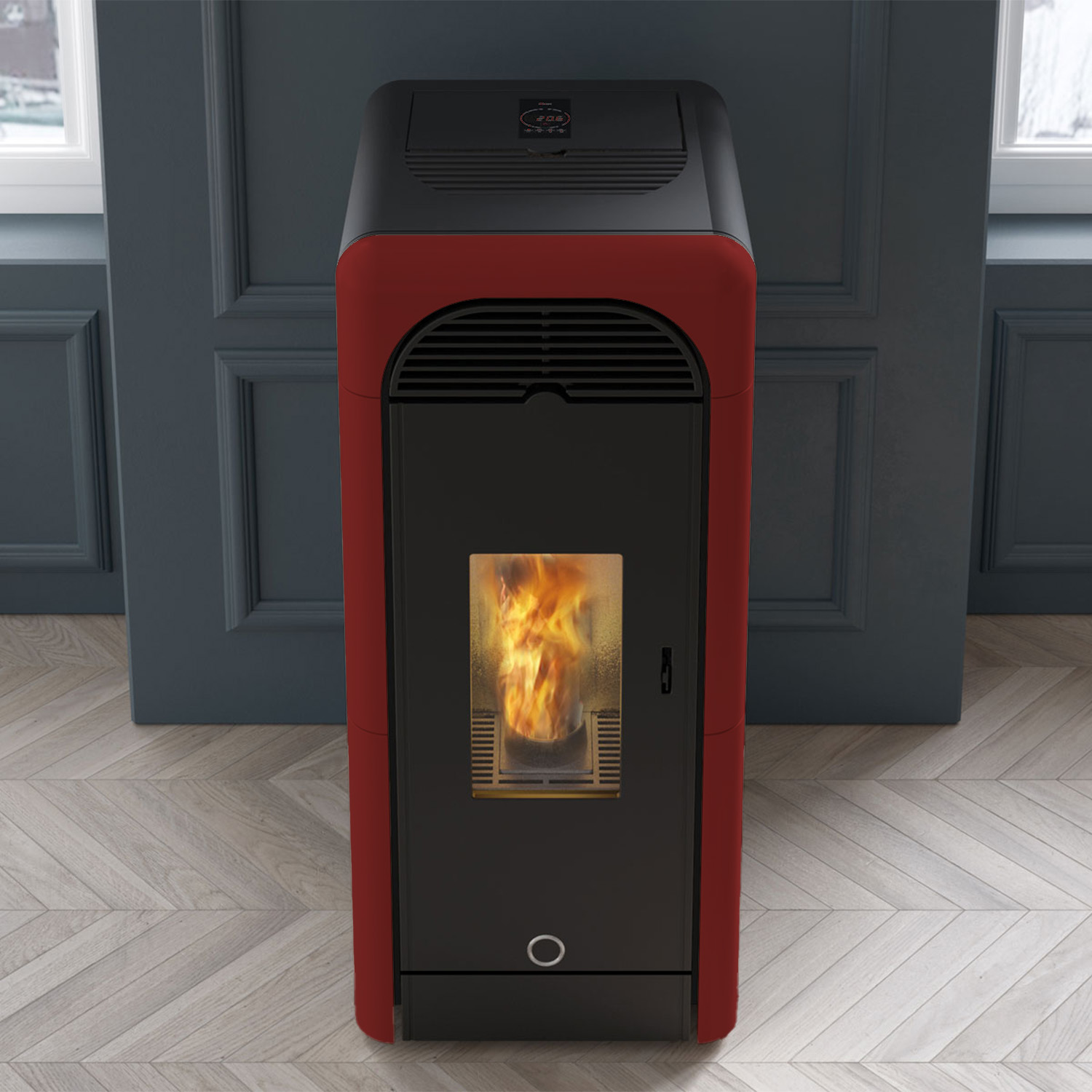 EK63 Berry 90+ Evo Pelletofen Keramik bordeaux