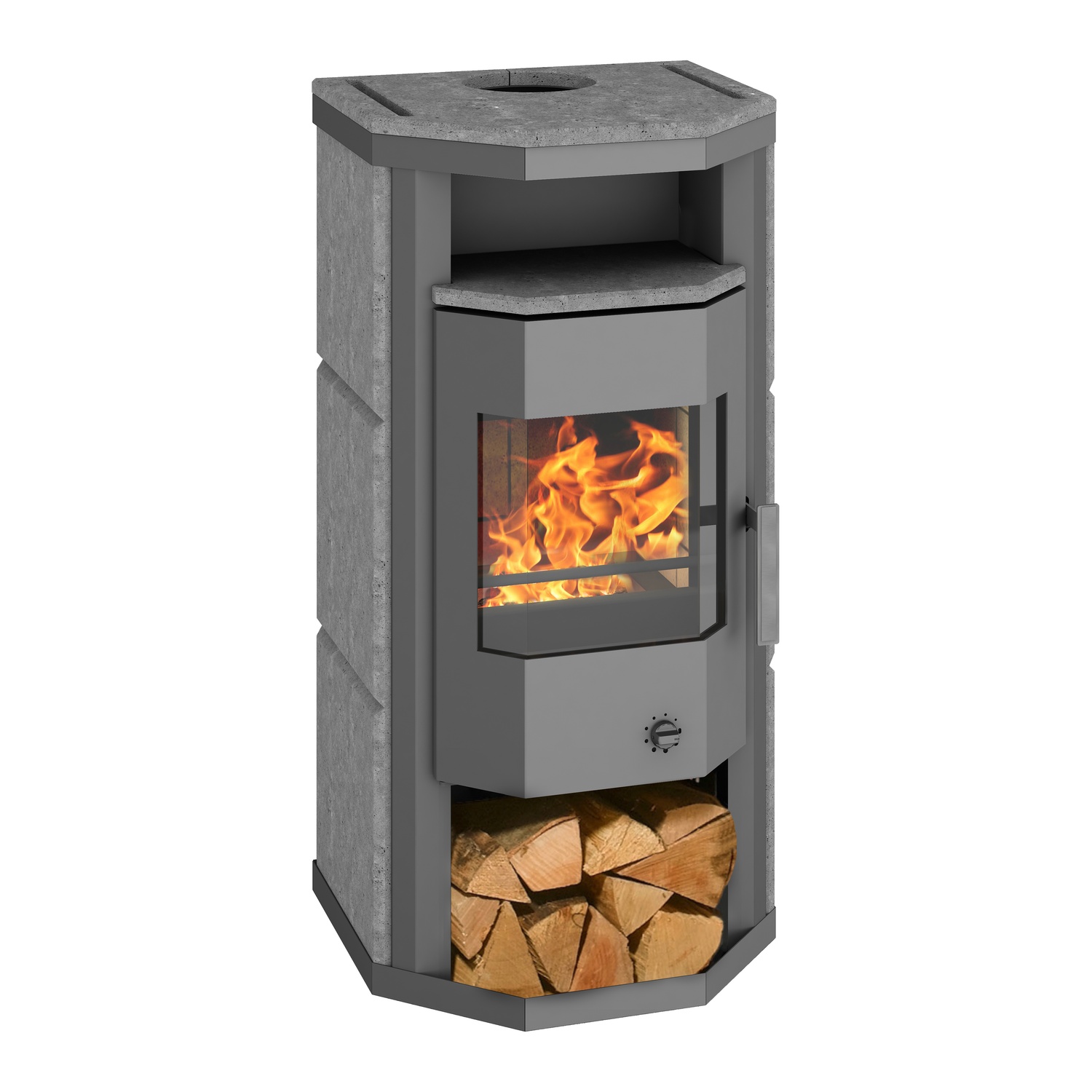 Wamsler Kaminofen Thyra Naturstein grau mit Dauerbrand/Automatik