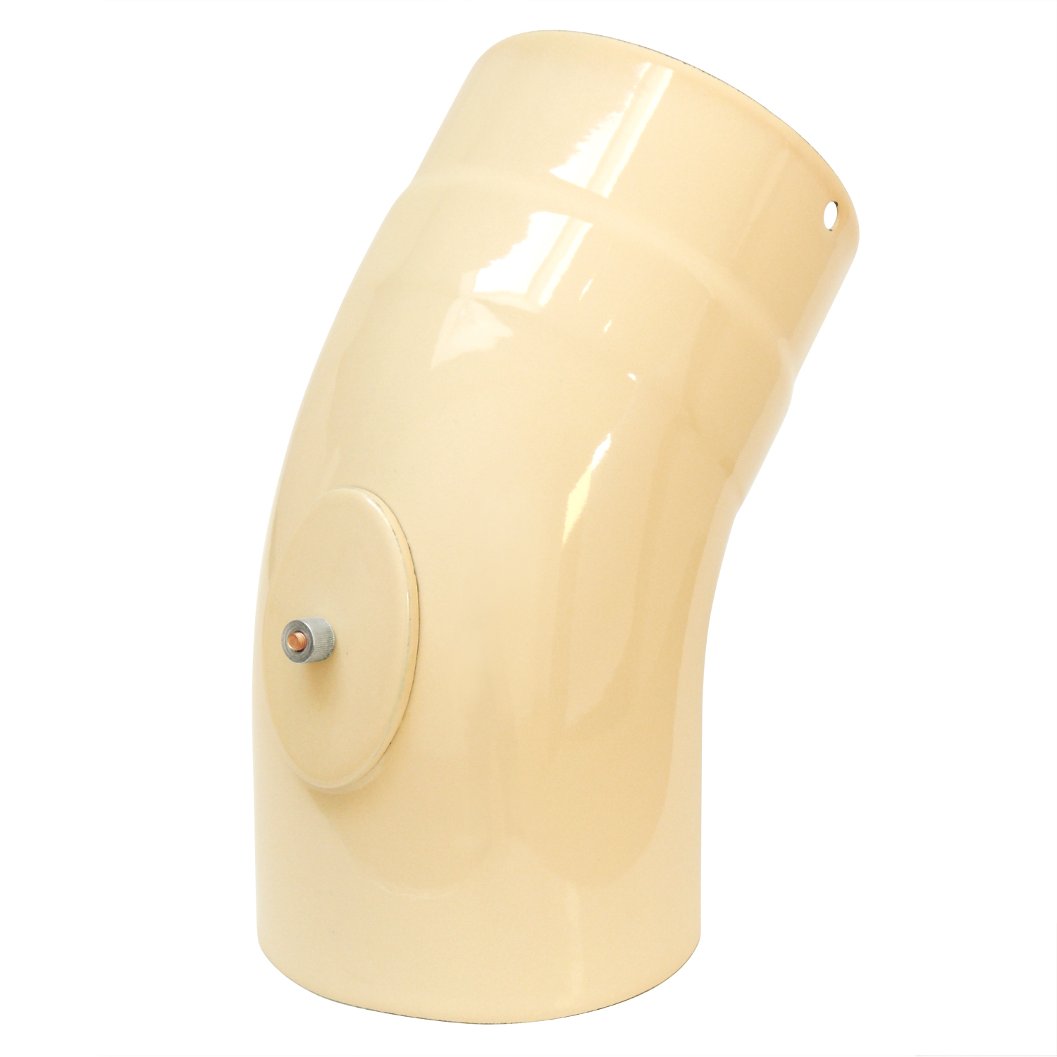 Raik Rauchrohrbogen / Ofenrohrbogen Emaille 130mm - 45° Bogen glatt Elfenbein mit Reinigungsöffnung