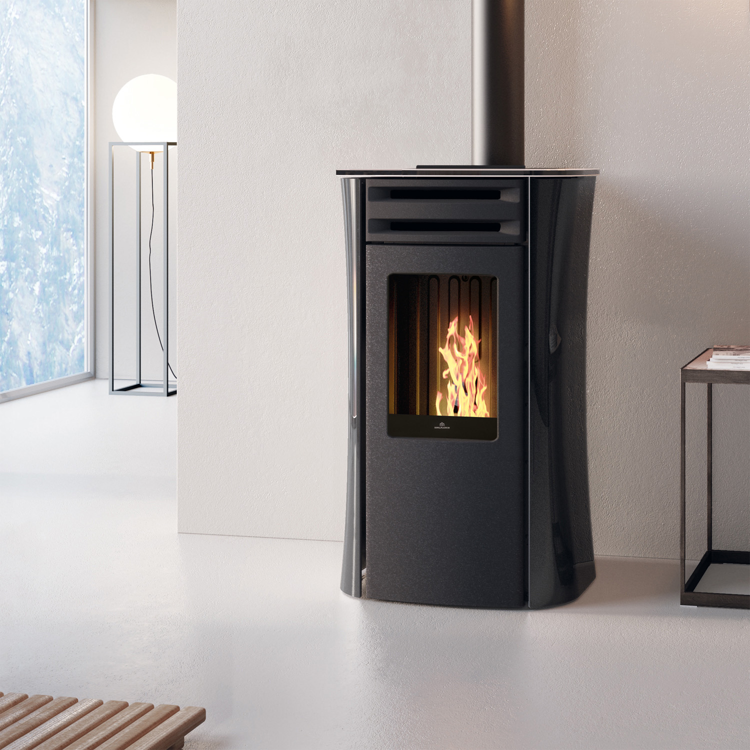 Edilkamin Dania 6 AT Coax Pelletofen Glas schwarz