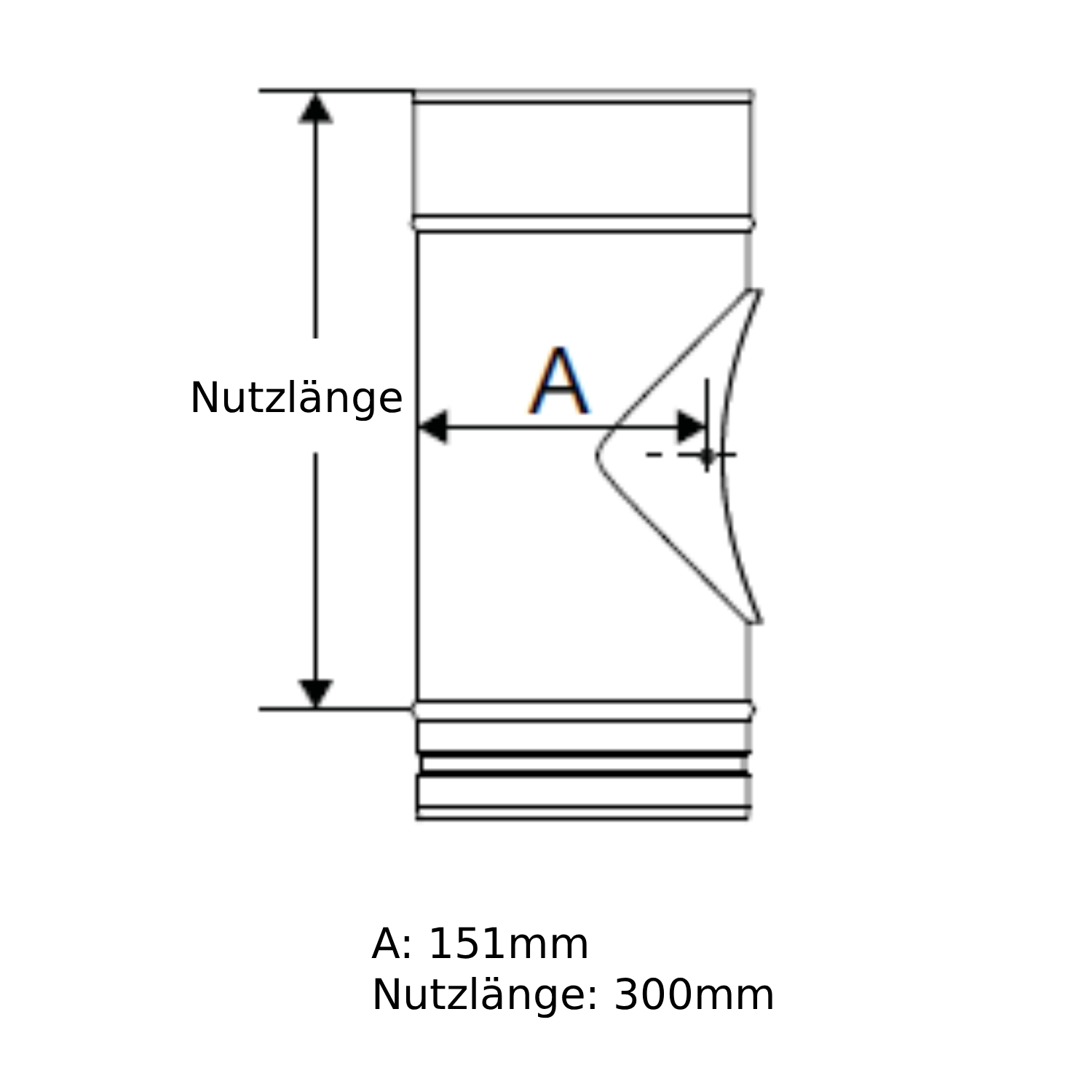 Schiedel PRIMA PLUS T-Stück 90° Ø180 mm für Anschluss eingesteckt einwandig matt