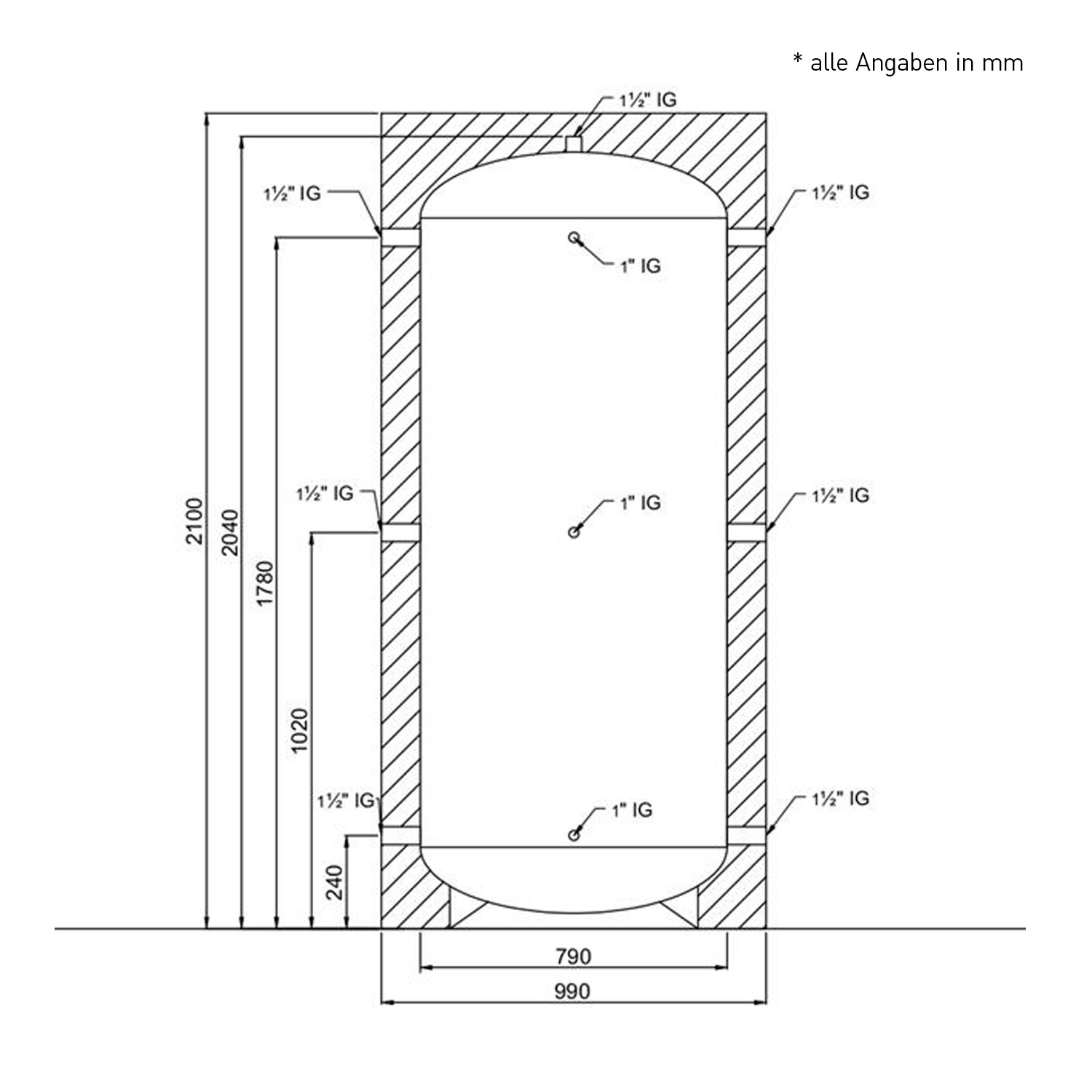 Prinz Hochleistungs-Pufferspeicher 1000l mit Isolierung