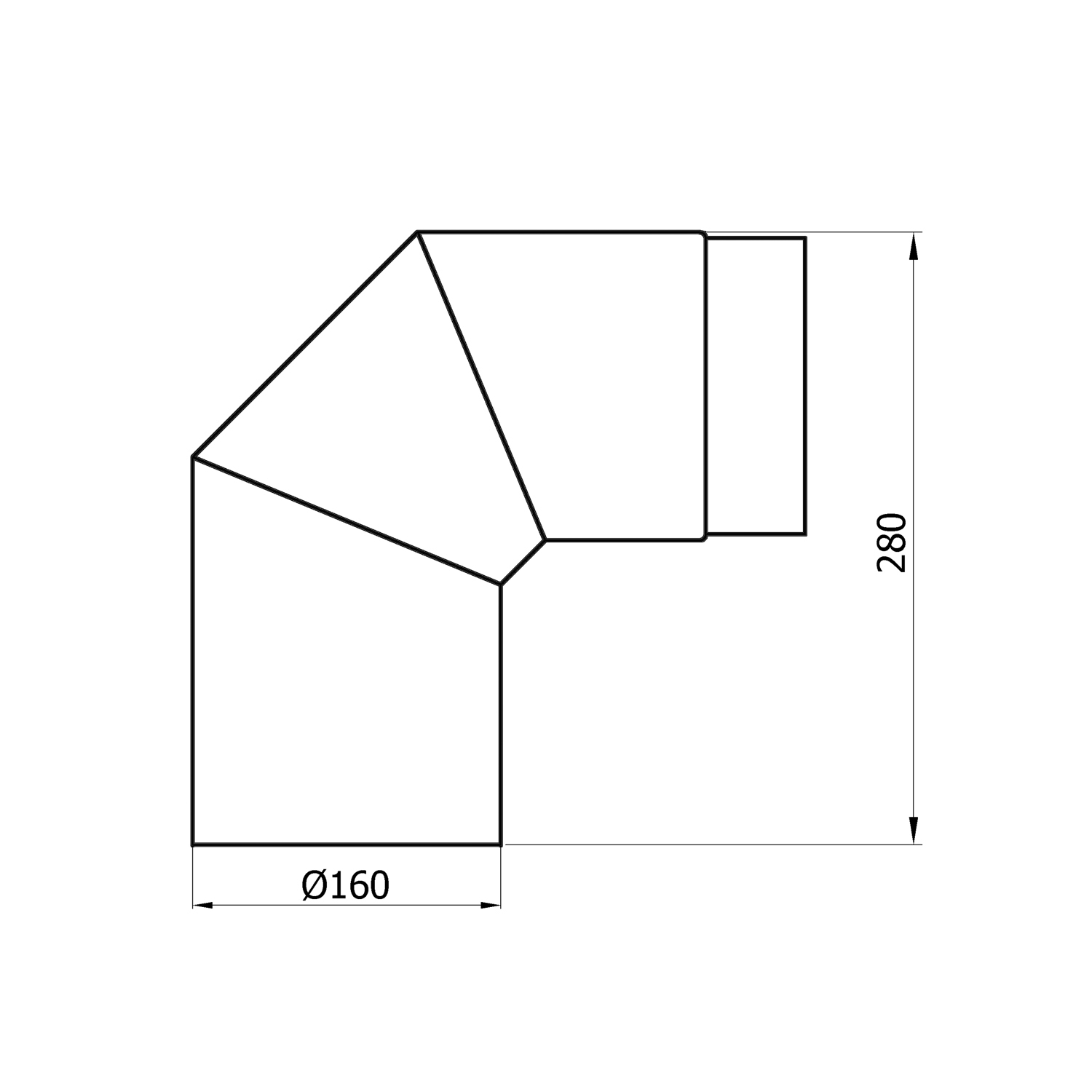 Raik Rauchrohrbogen / Ofenrohr 160mm - 90° schwarz