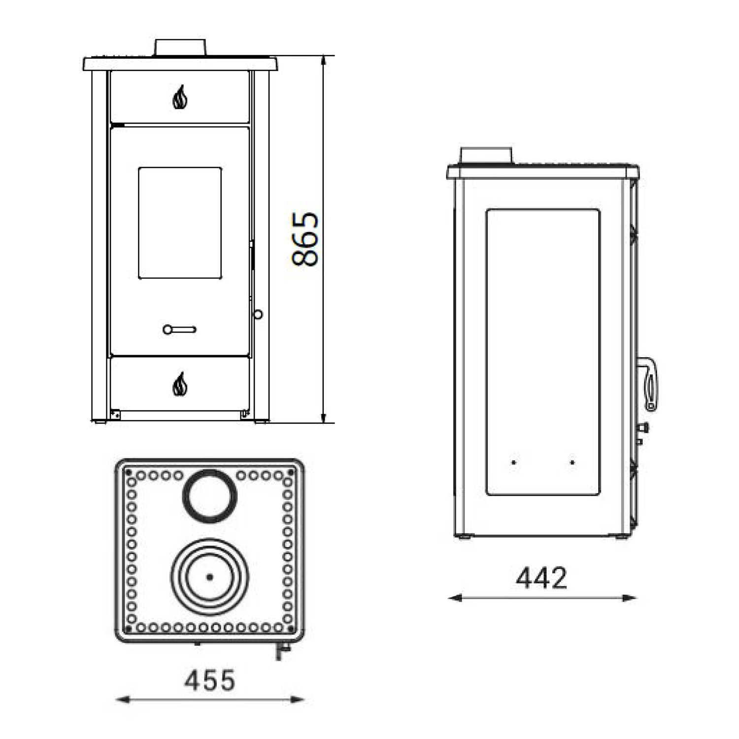 Wamsler Luke Kaminofen Stahl Anthrazit mit Kochplatte