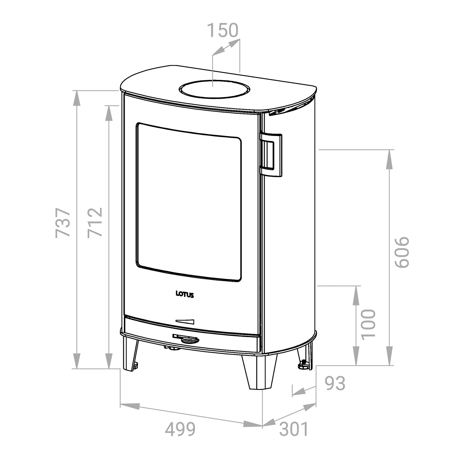 Lotus Jubilee Base Kaminofen Stahl Schwarz