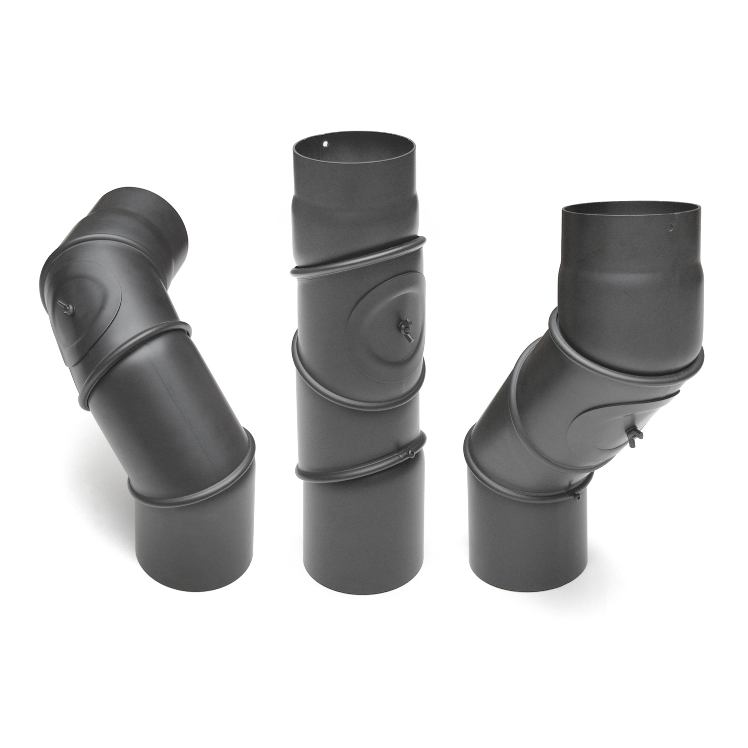 Raik Basic Multibogen 120mm gussgrau mit Tür – 4teilig für Rauchrohr / Ofenrohr