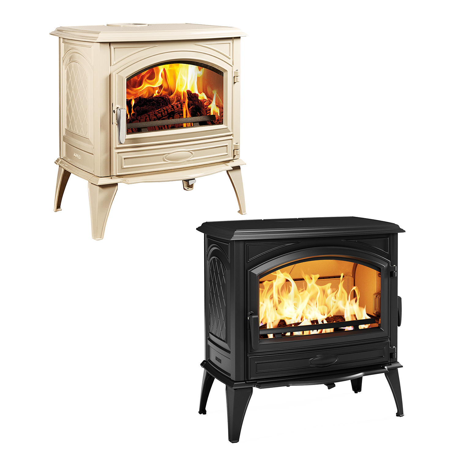 Dovre 760 WD Kaminofen Gusseisen Cremeweiß emailliert, Bauart 2