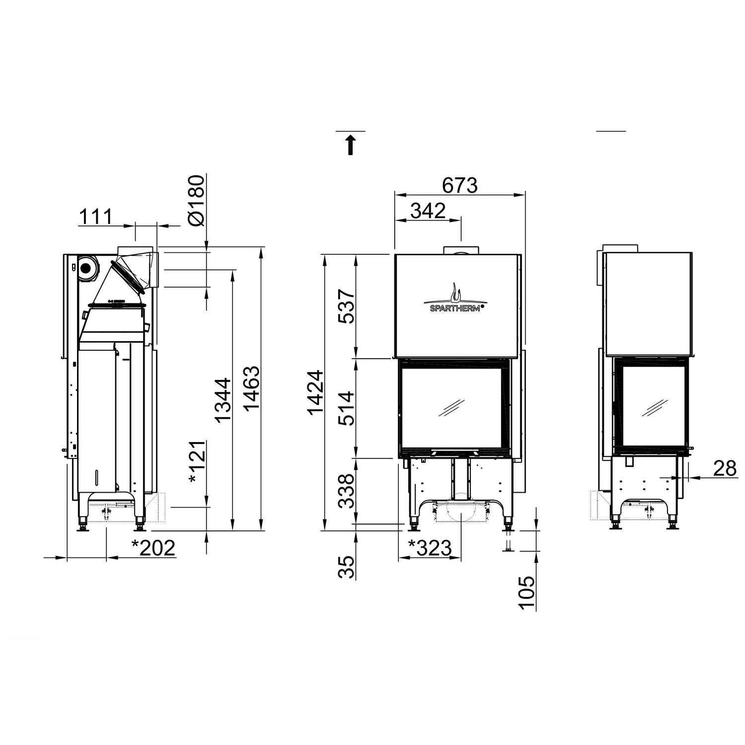 Spartherm Varia 2L-55h Kamineinsatz 180 mm RR