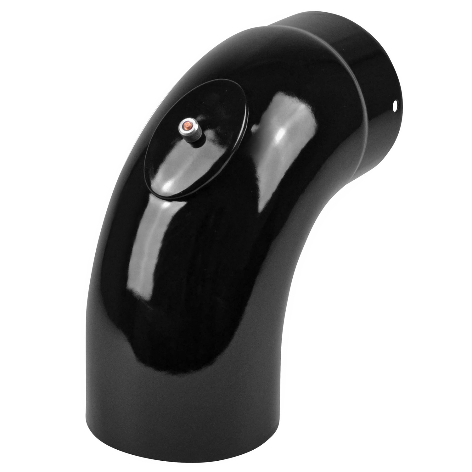 Raik Rauchrohrbogen / Ofenrohrbogen Emaille 130mm - 90° Bogen glatt Schwarz mit Reinigungsöffnung Raik Rauchrohrbogen / Ofenrohrbogen Emaille 130mm - 90° Bogen glatt Schwarz mit Reinigungsöffnung