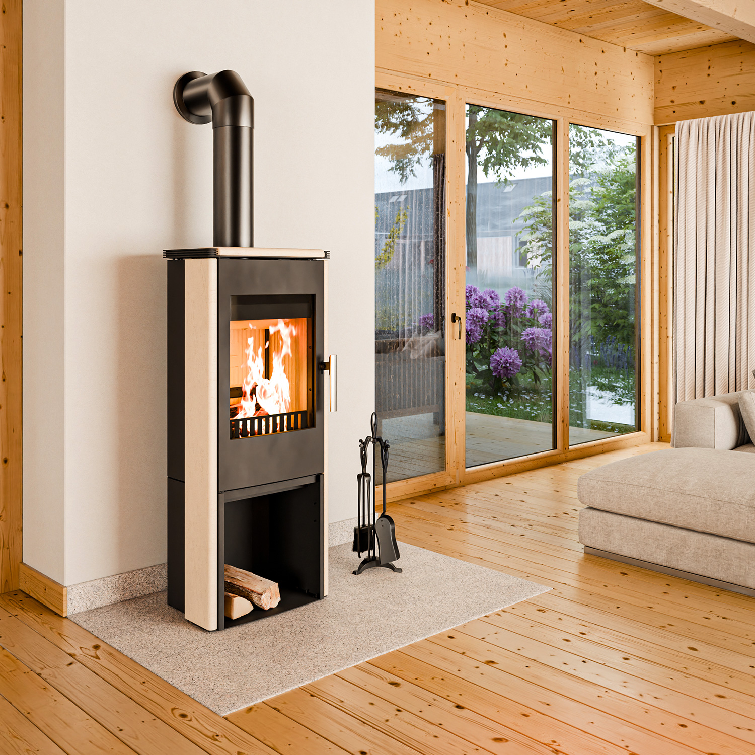 Haas+Sohn Montegrotto III Kaminofen Schwarz / Whiterock Haas+Sohn Montegrotto III Kaminofen Schwarz / Whiterock