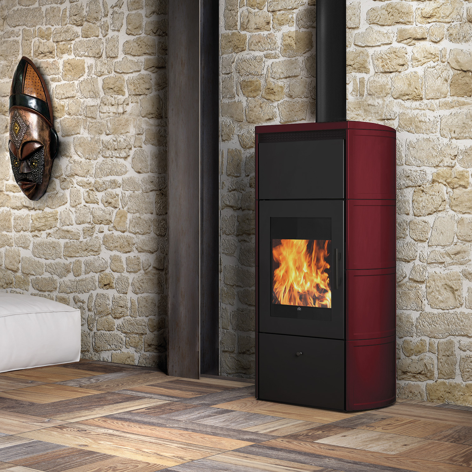 Edilkamin Flamma 14 CS Wasserführender Kaminofen Keramik Bordeaux Edilkamin Flamma 14 CS Wasserführender Kaminofen Keramik Bordeaux