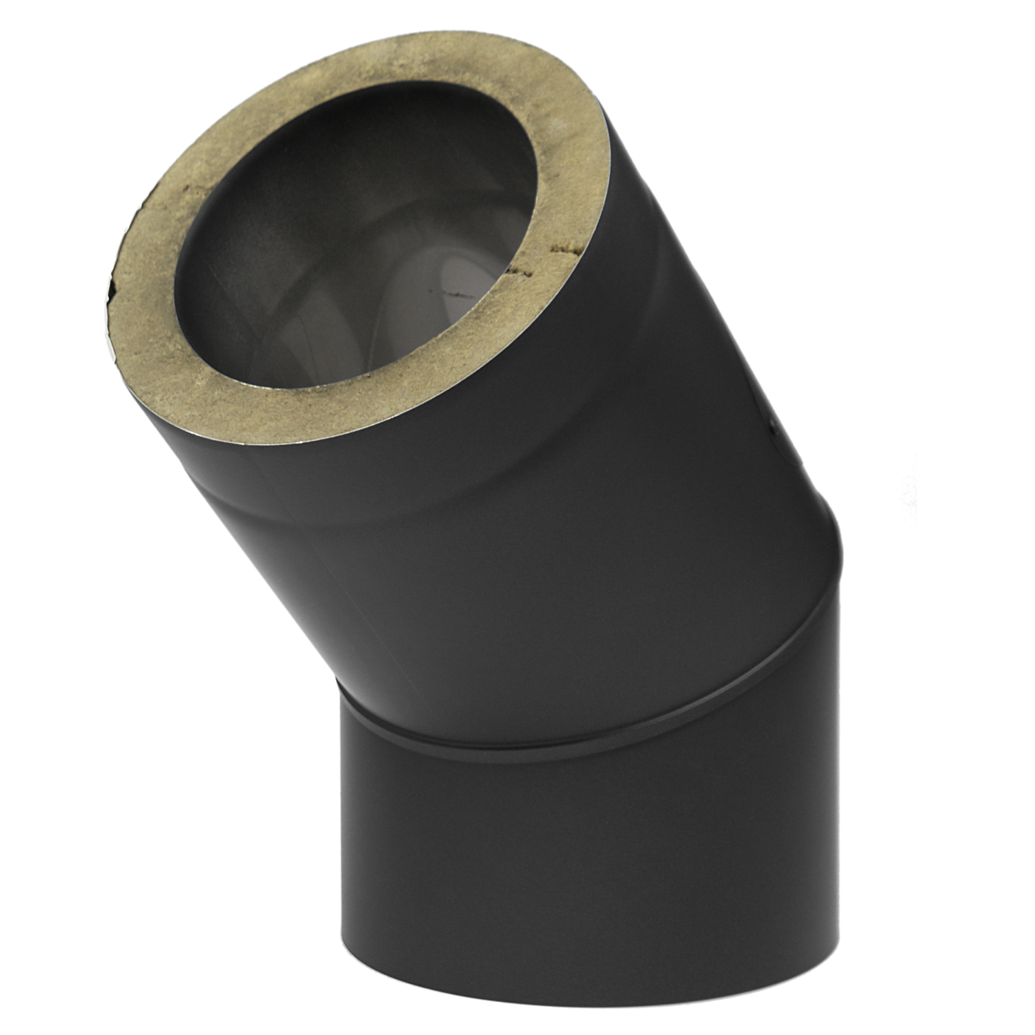 Raik Coltherm Rauchrohrbogen 150mm schwarz doppelwandig 45° mit Tür für Rauchrohr / Ofenrohr