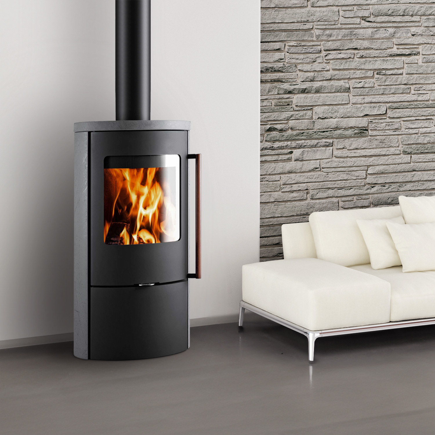 Novaline Carino SK Grey Rock Kaminofen