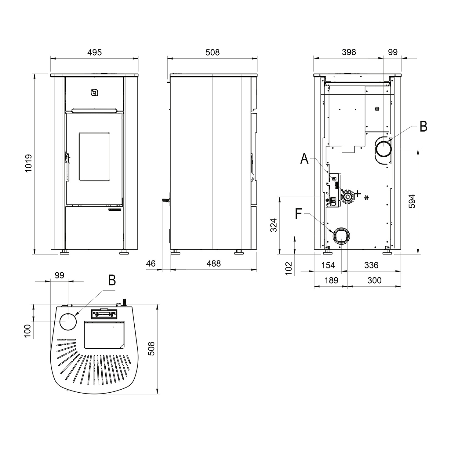 Extraflame Mariella Plus Pelletofen Bordeaux