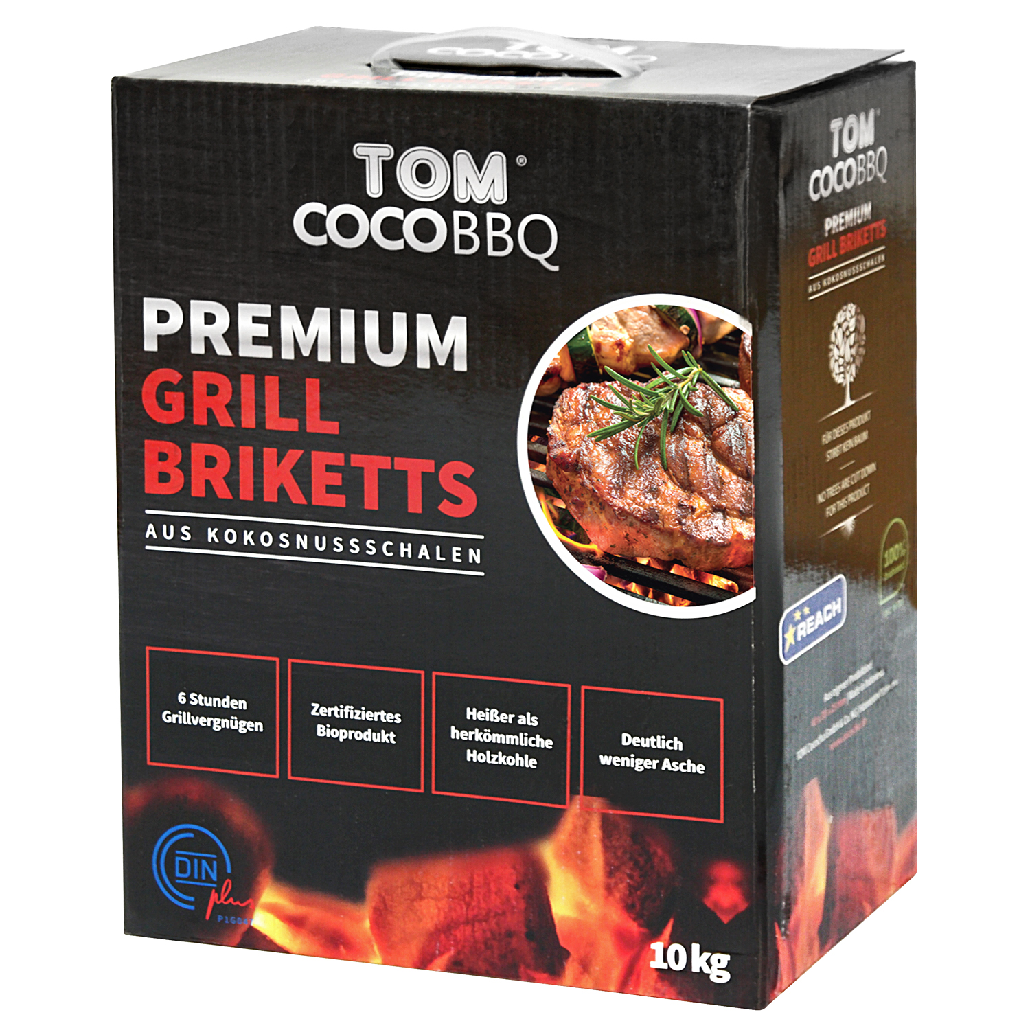 TOM COCO Grill-Kokoskohle Briketts, Quader, 10 kg TOM COCO Grill-Kokoskohle Briketts, Quader, 10 kg