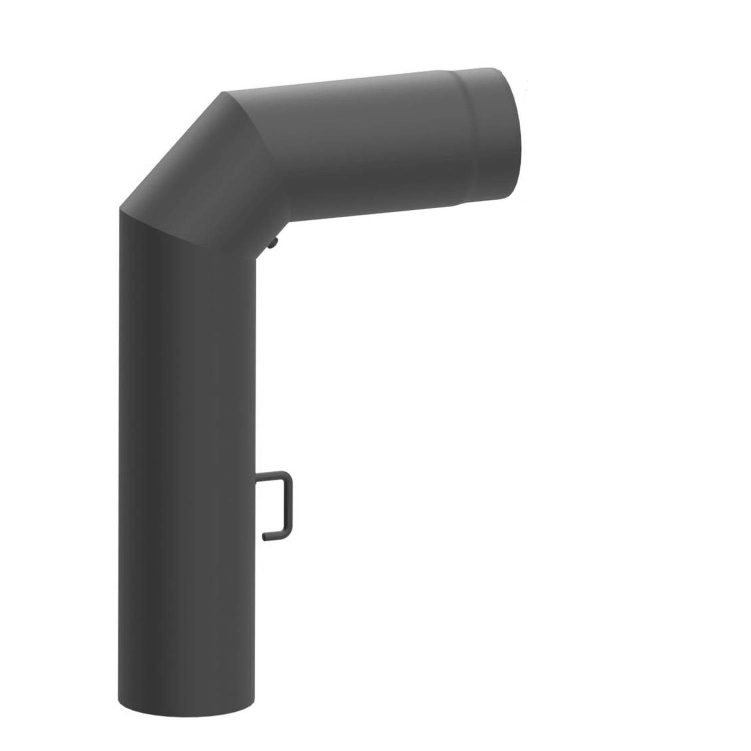 Raik Lifestyle Winkelbogen 150mm grau 90° mit Tür und Drosselklappe (700x250) für Rauchrohr / Ofenrohr