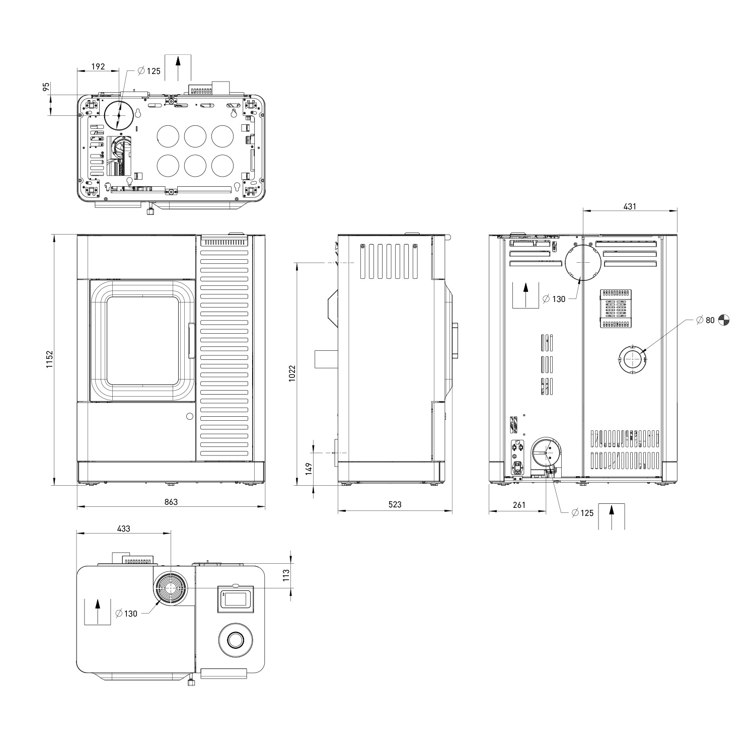 Austroflamm Mo Duo 3.0 Kombiofen Stahl gussgrau