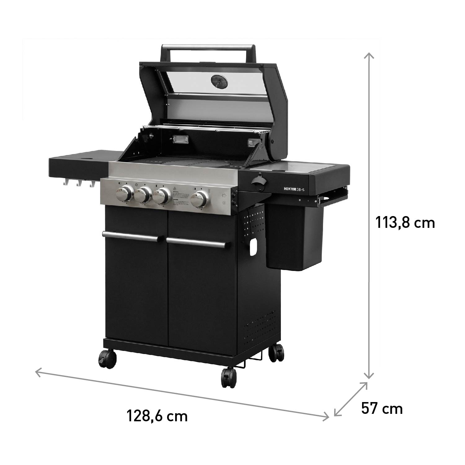 Feuergott Gas-Grillstation Hektor 3B-S All Inclusive mit Abdeckhaube, Drehspieß und 4-teiligem Grillbesteck