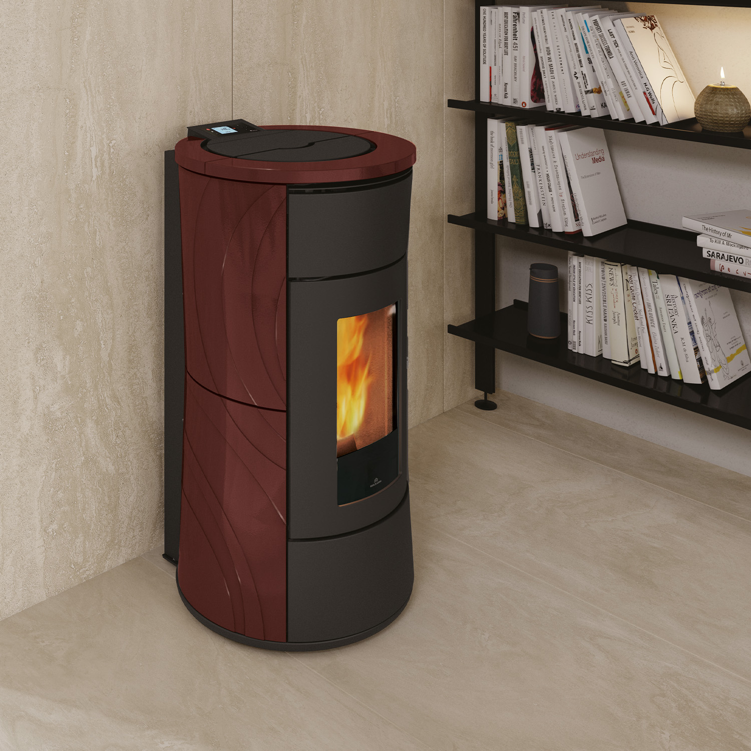 Edilkamin Cherie H 14 Evo wasserführender Pelletofen Keramik Bordeaux