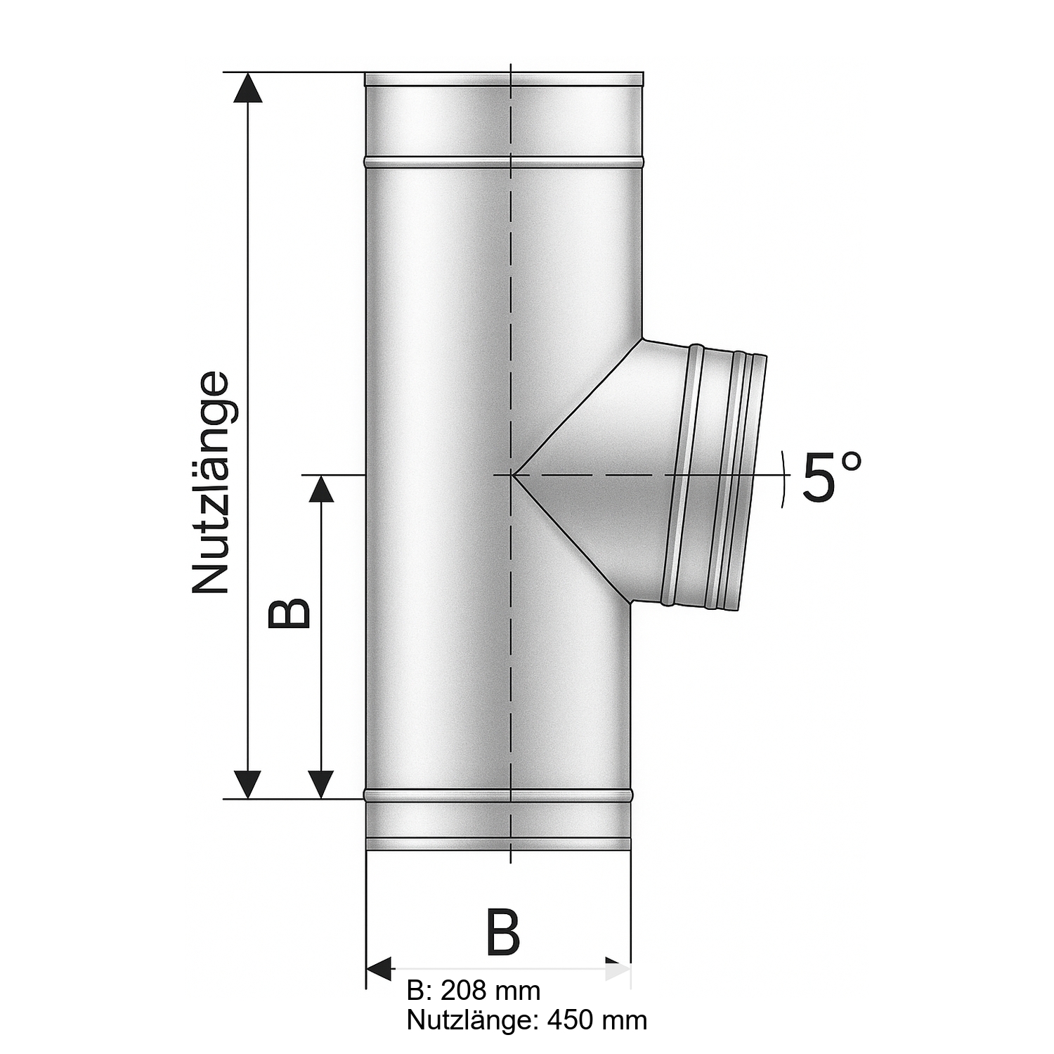Schiedel PRIMA PLUS Rauchrohranschluss 85° Ø180 mm einwandig matt