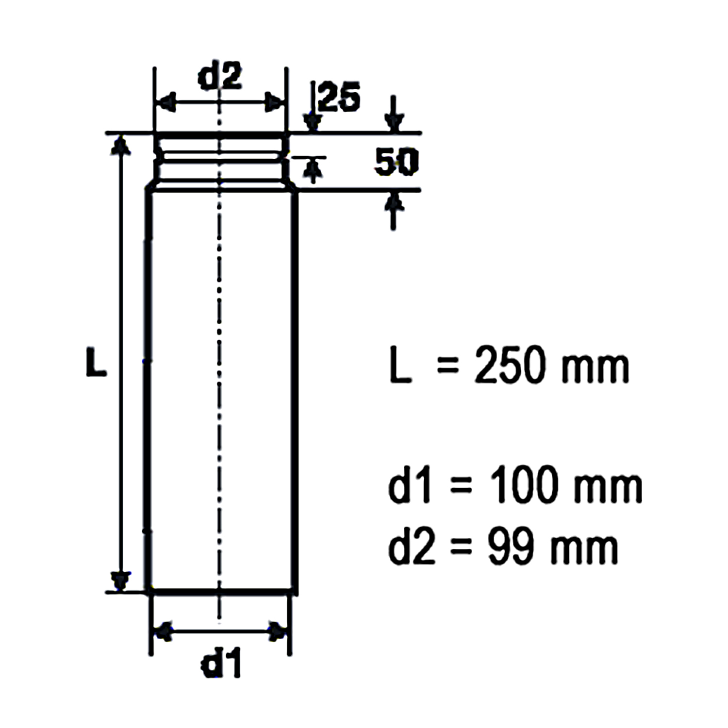 Raik Pelletrohr / Ofenrohr 100mm - 250mm schwarz