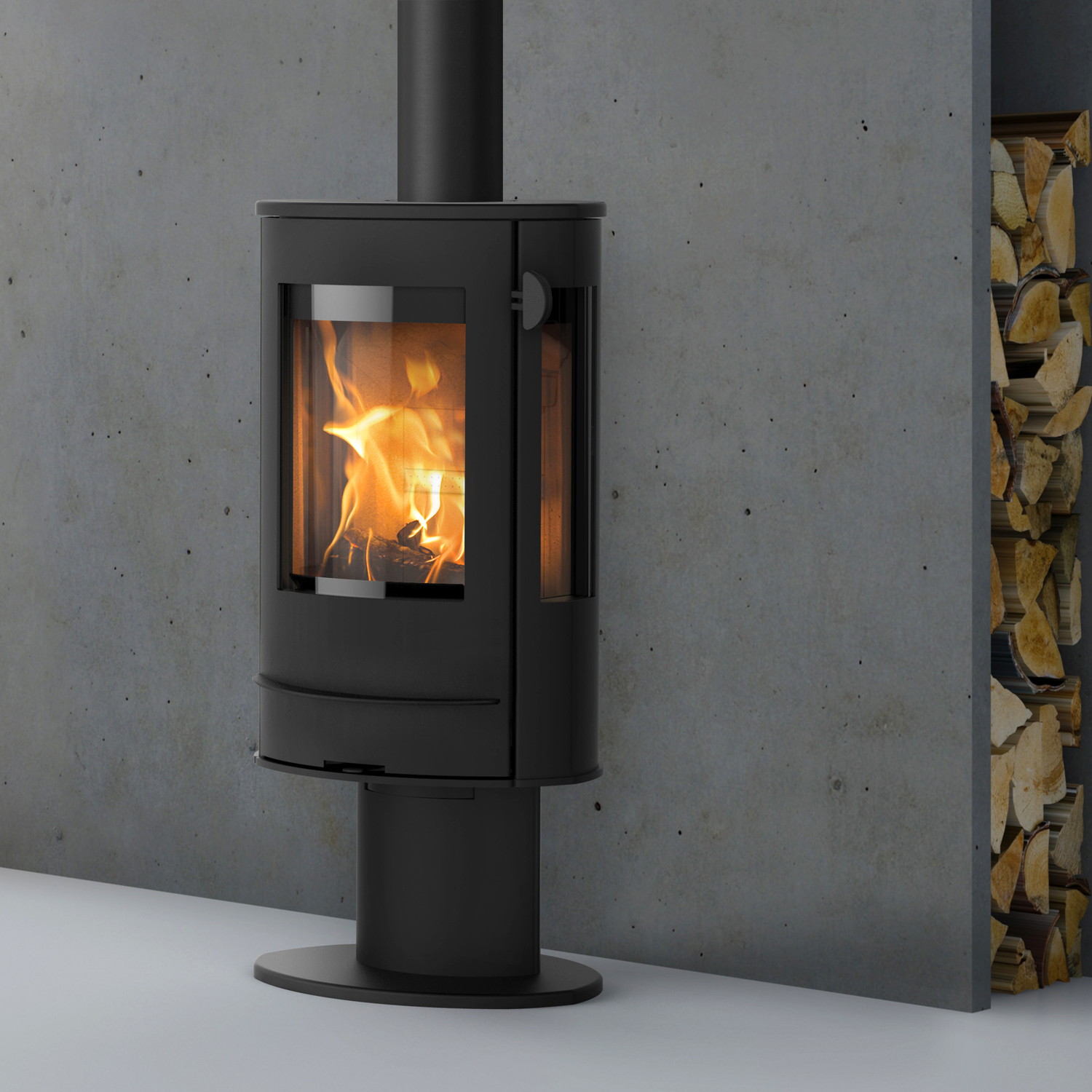 Lotus Liva 7 G Kaminofen Schwarz / Seitenglas, RR hinten od. RR oben / optional Griffvarianten