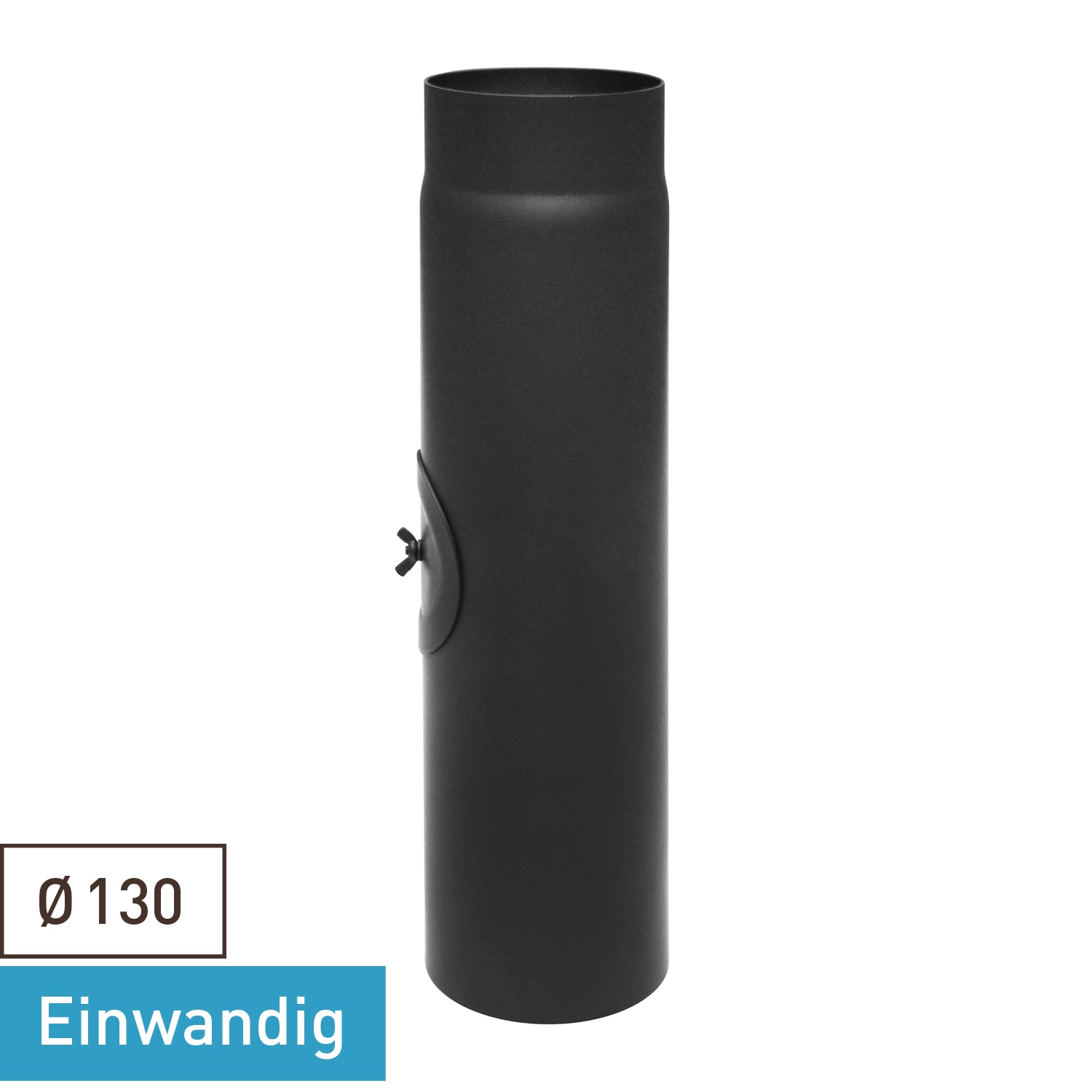 Raik Basic Längenelement 130mm schwarz L: 500mm mit Tür für Rauchrohr / Ofenrohr