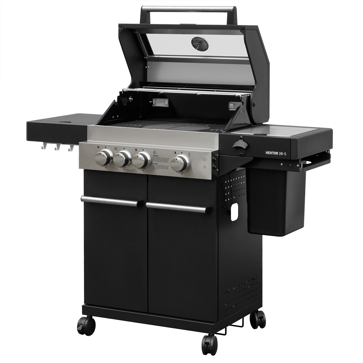 FEUERGOTT Gas-Grillstation Hektor 3B-S BBQ Set mit Abdeckhaube, Drehspieß, Grillzubehör, 2 Brenner, Infrarotbrenner, Seitenkocher