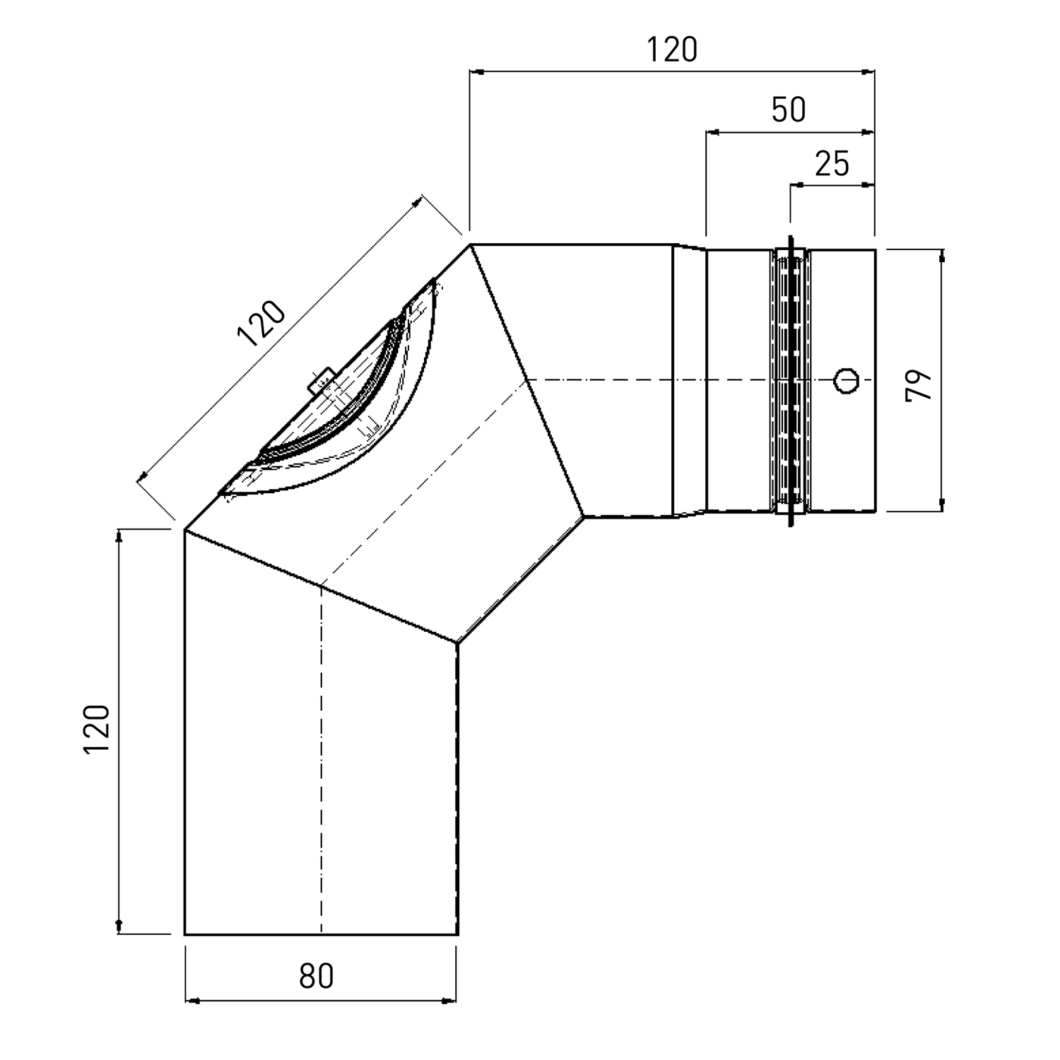 Raik Pelletrohr / Ofenrohr 80mm - 90° Bogen Raik Pelletrohr / Ofenrohr 80mm - 90° Bogen
