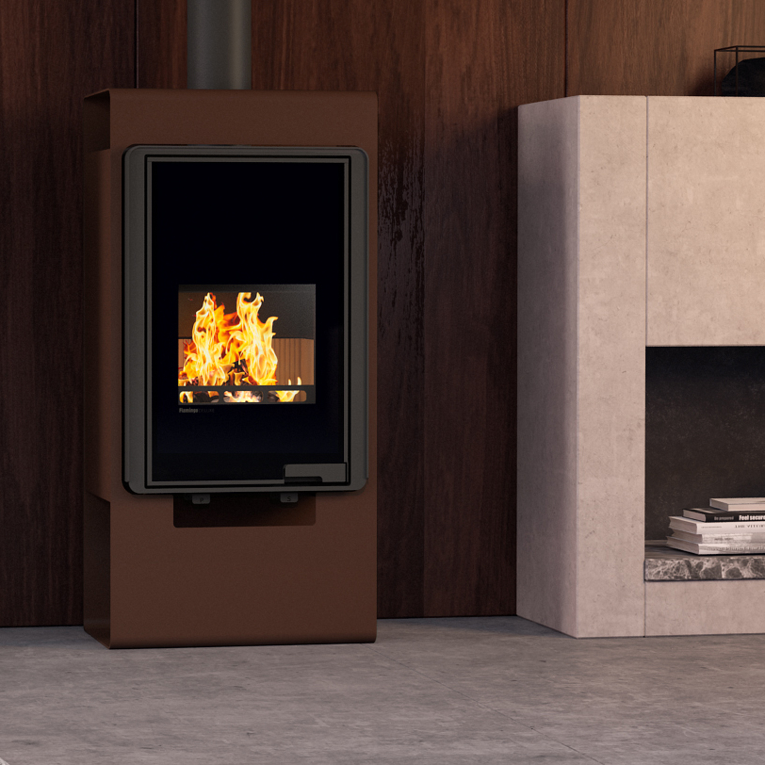 HS Flamingo Deluxe Singa Kaminofen Braun