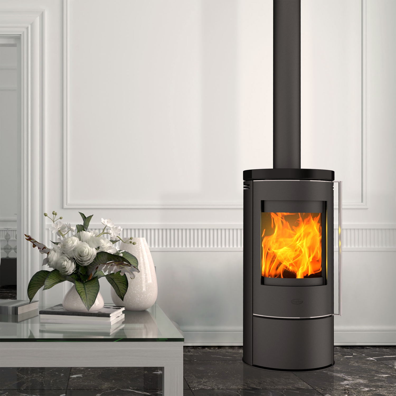 Fireplace Rondale Kaminofen Stahl Schwarz | Topplatte Keramik Schwarz Fireplace Rondale Kaminofen Stahl Schwarz | Topplatte Keramik Schwarz