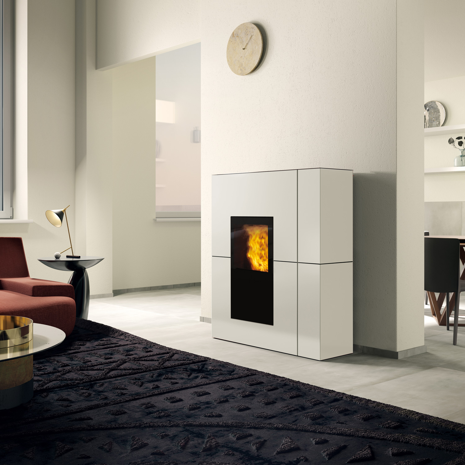 Edilkamin Blade H 23 Evo wasserführendender Pelletofen Stahl Mattweiß inkl. Kit R-FX