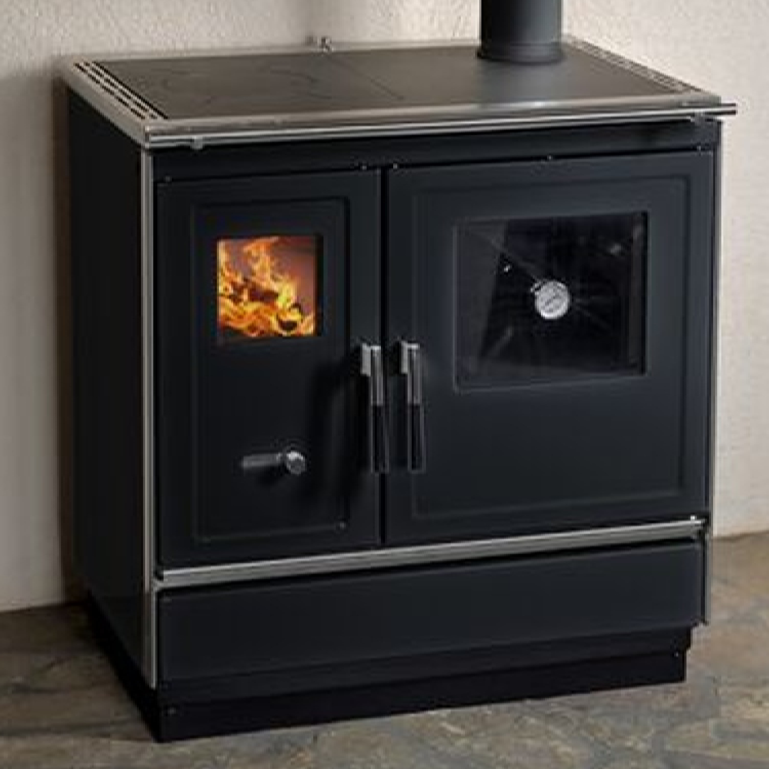 Haas+Sohn Küchenofen HSH 81 anthrazit rechts, Stahlkochplatte