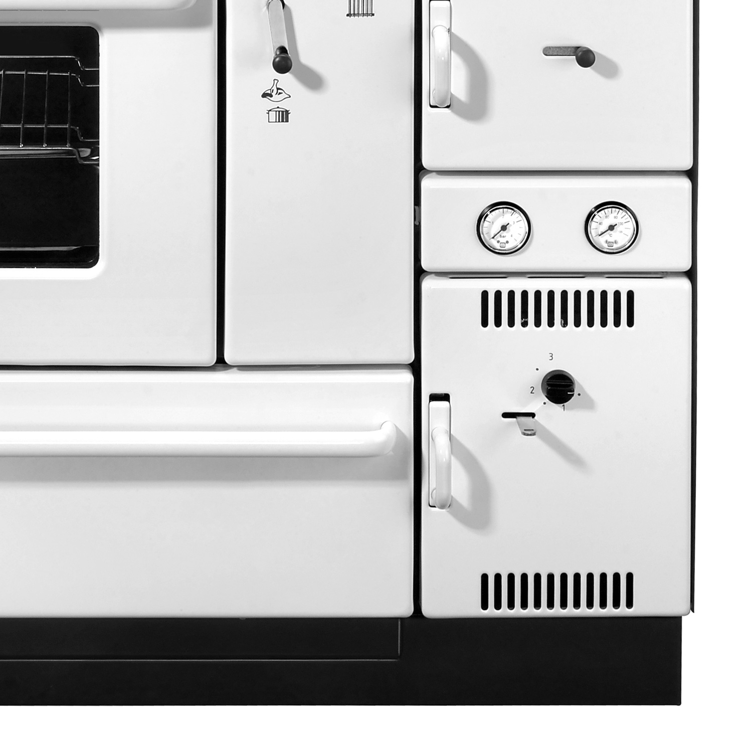 Wamsler K 178 Küchenofen wasserführend Weiß Rauchrohr links