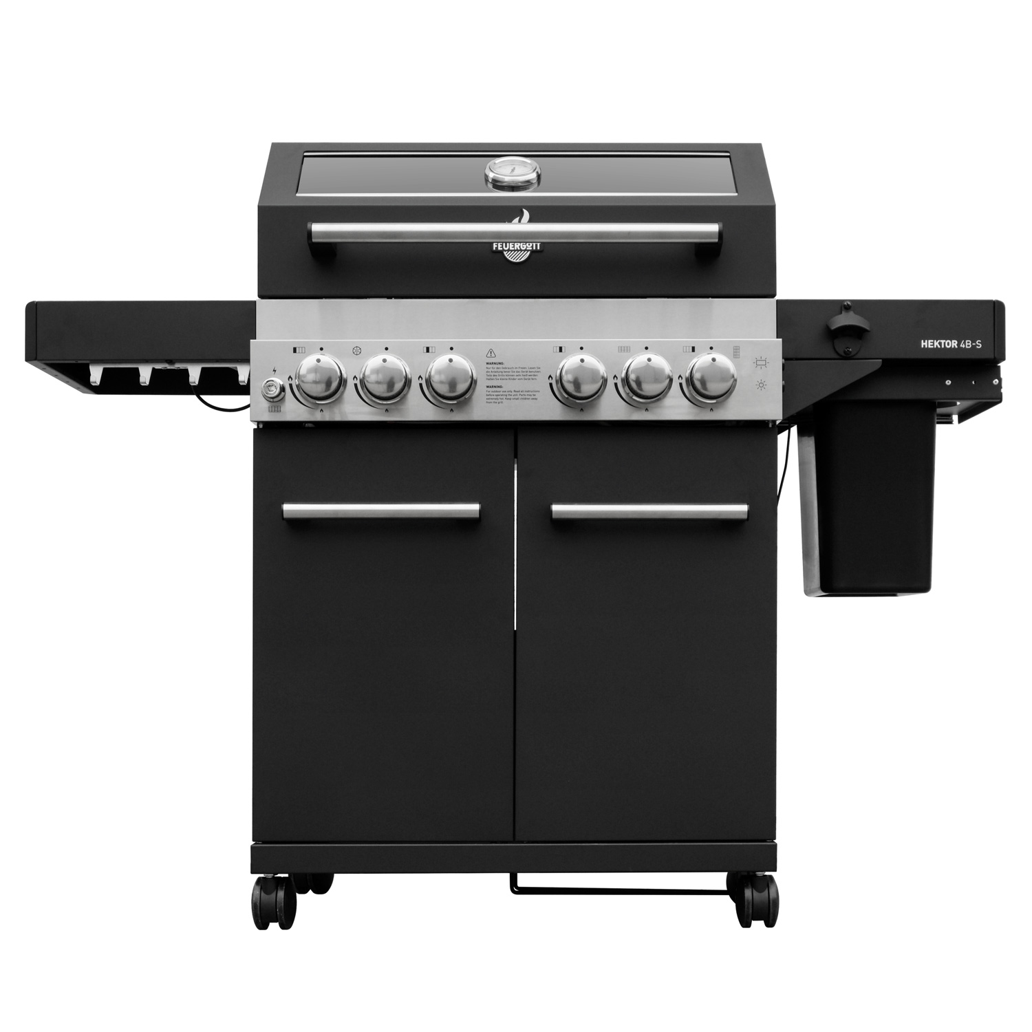 FEUERGOTT Gas-Grillstation Hektor 4B-S inkl. Abdeckhaube + Drehspieß