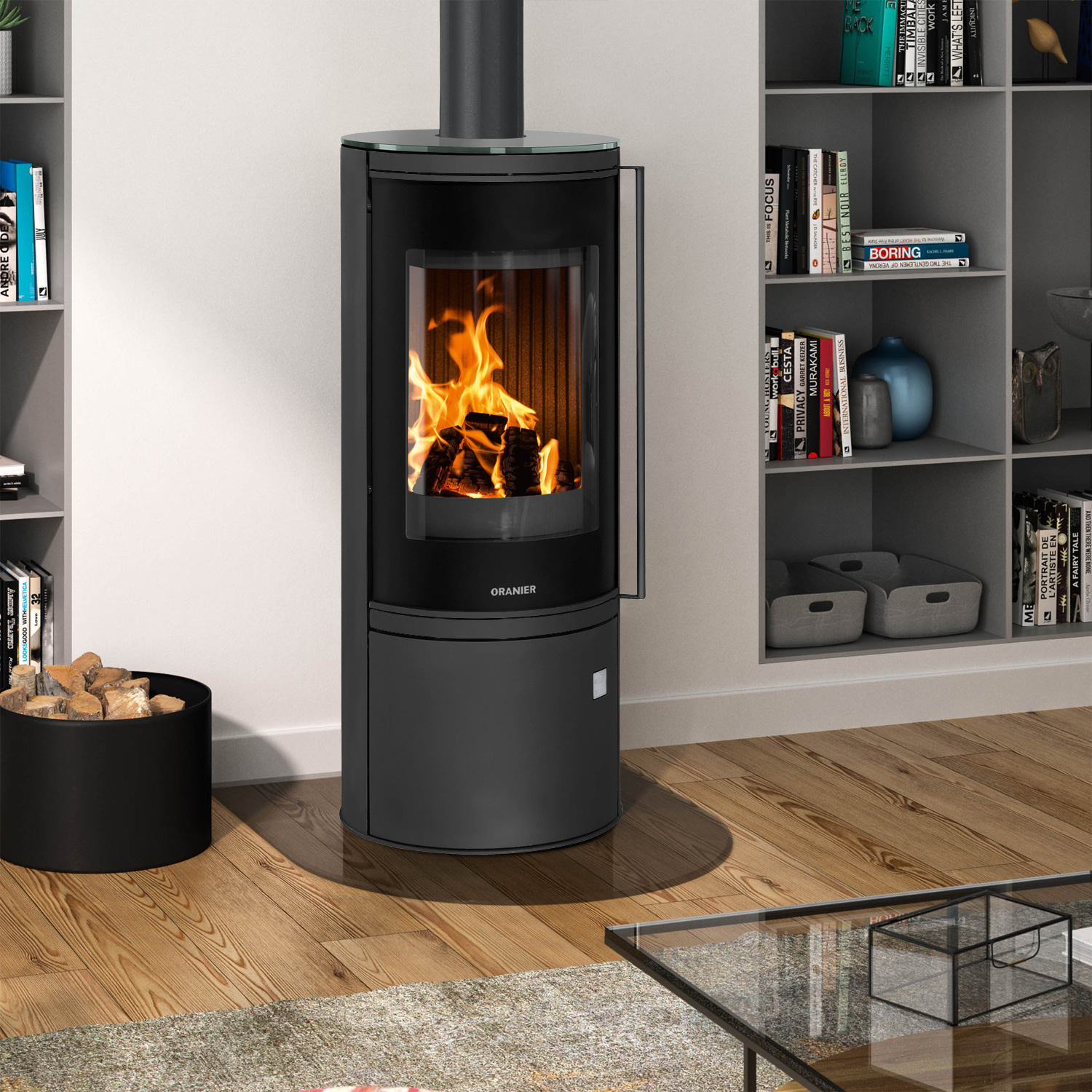 Oranier Arena 2.0 Kaminofen Stahl Schwarz mit Abdeckplatte Glas