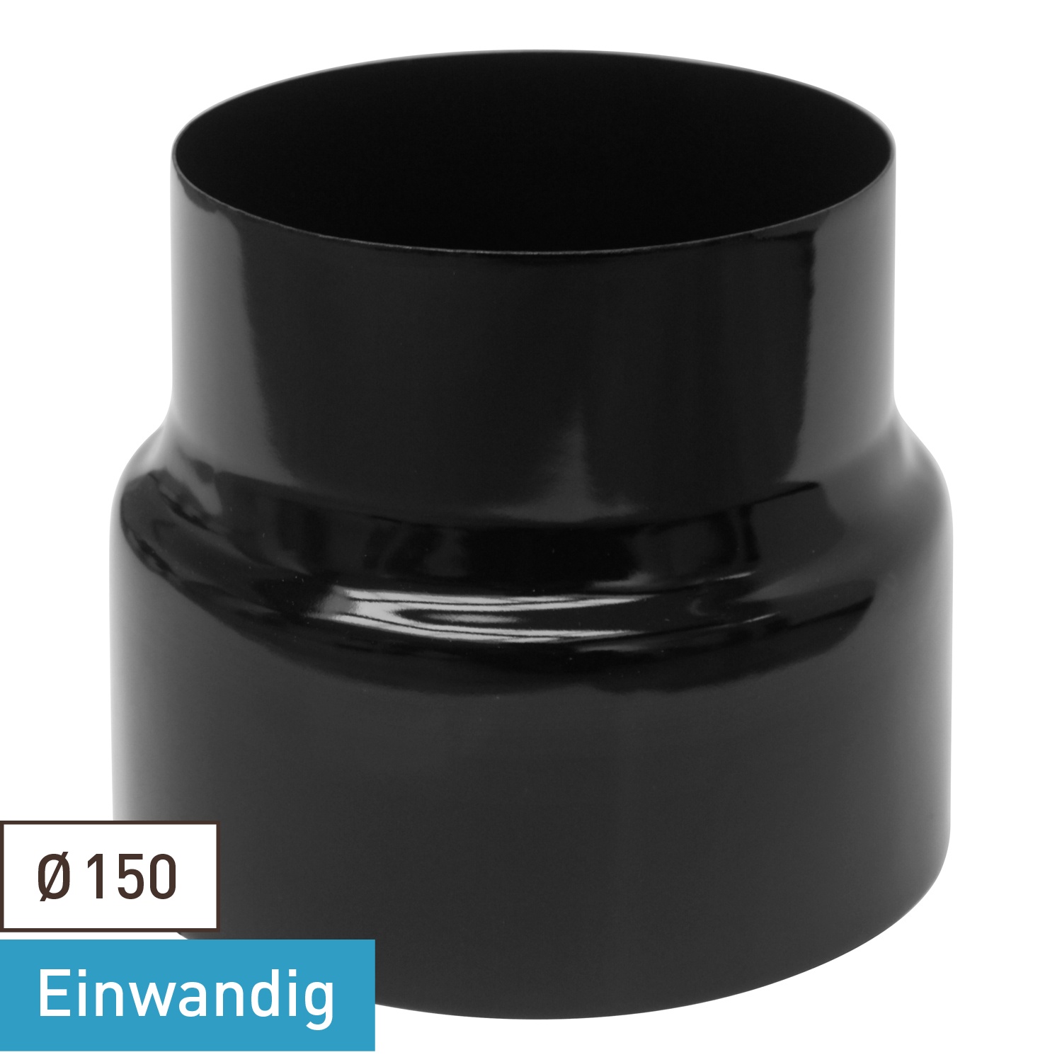 Raik Rauchrohr / Ofenrohr Emaille Reduzierung 150mm - 120mm Schwarz
