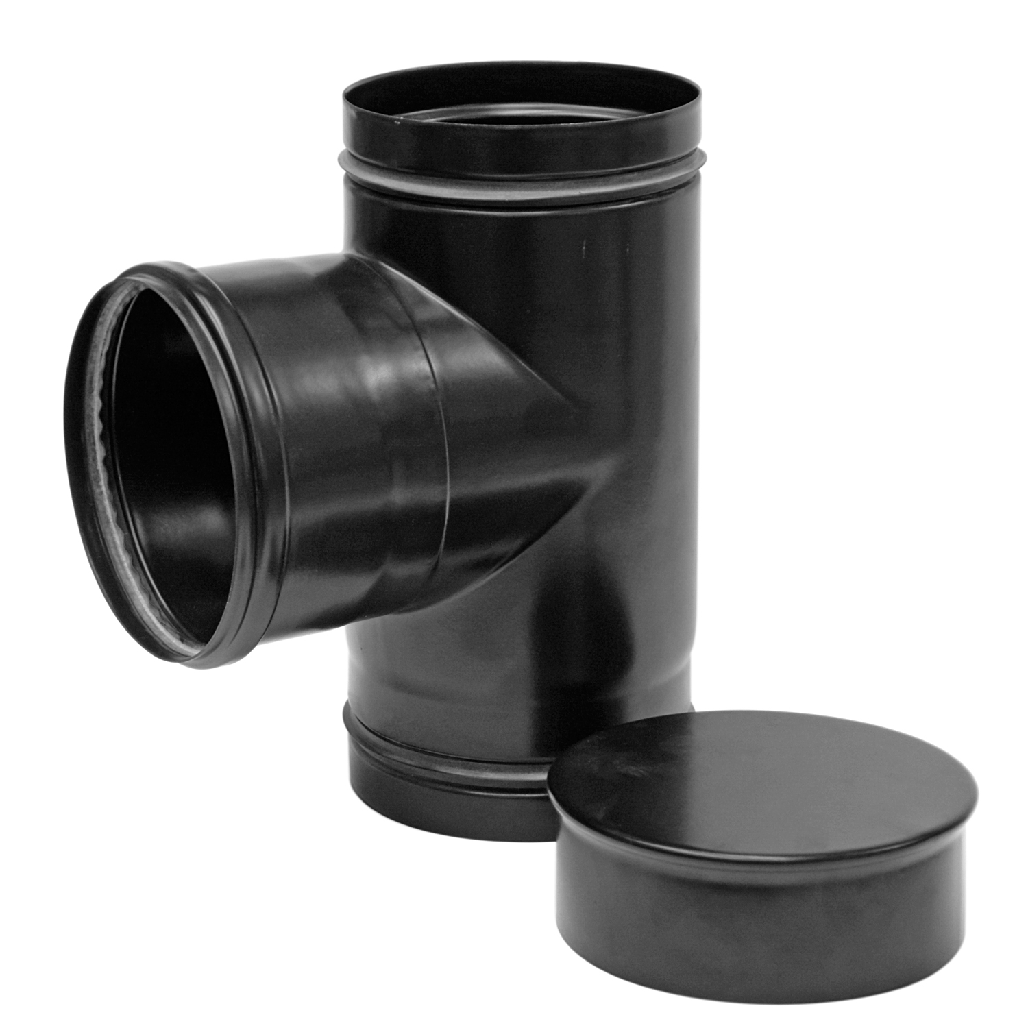 Raik Pelletrohr / Ofenrohr 120mm - Kapselknie (T-Stück) schwarz