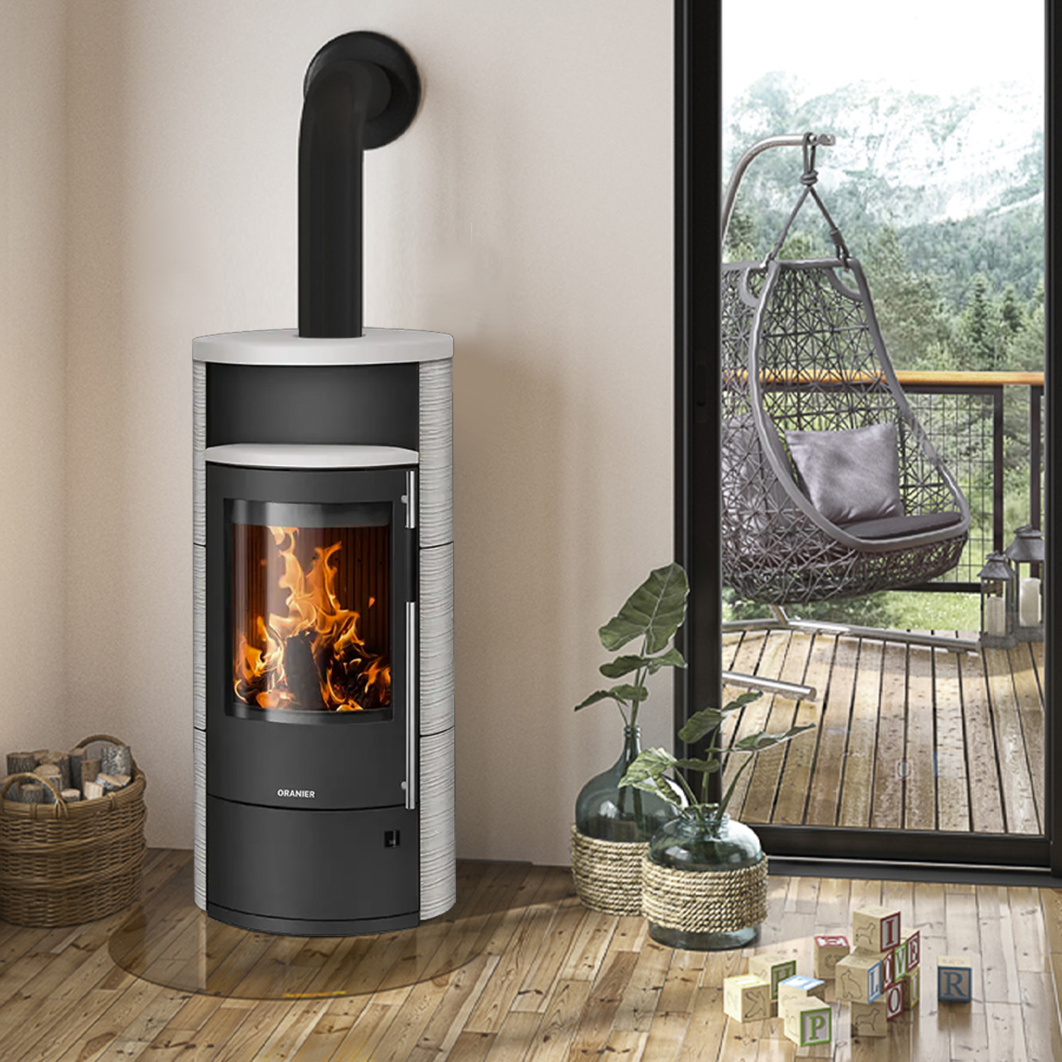 Oranier Polar Neo 8 Kaminofen Keramik Seidenweiß