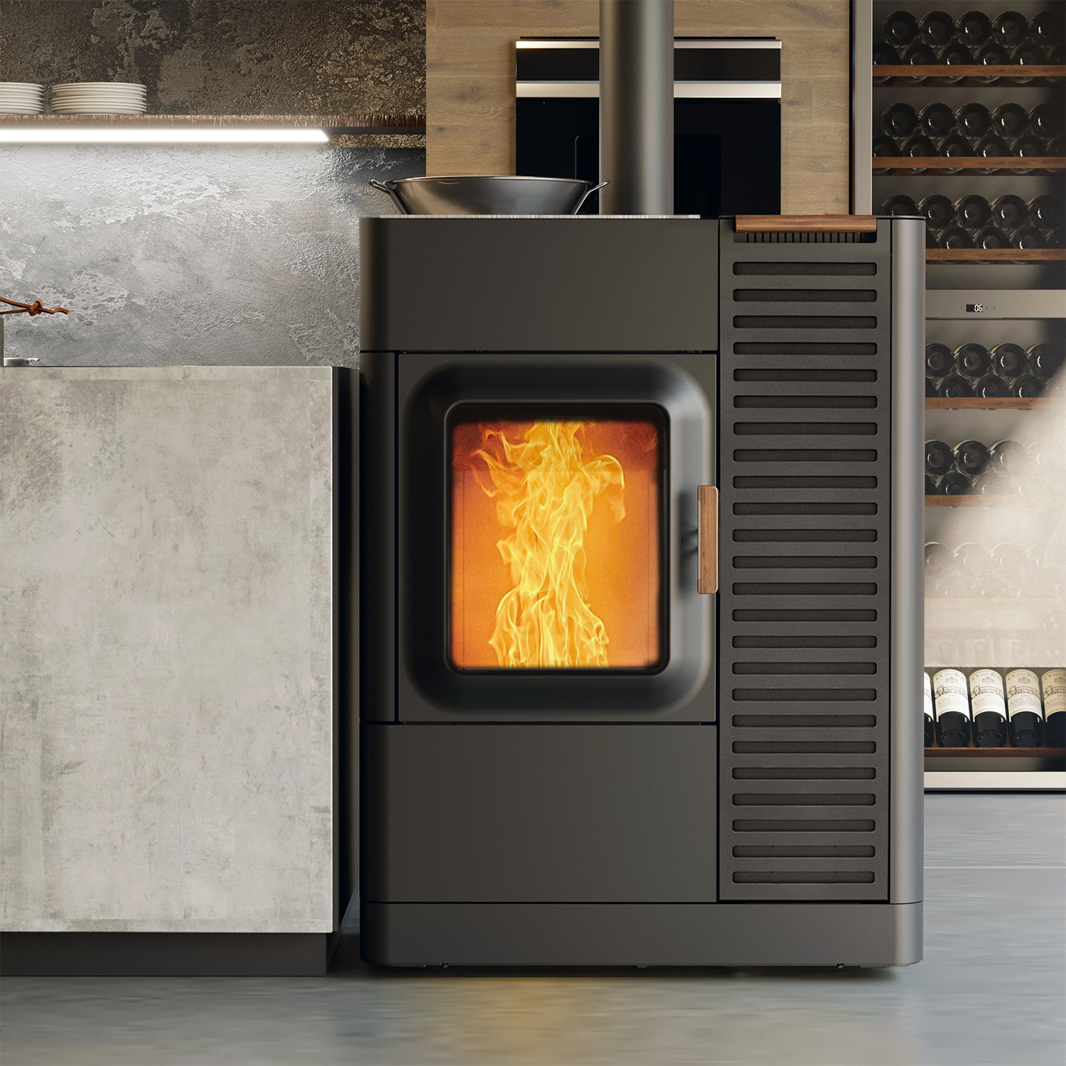 Austroflamm Mo Duo Cook Kombi-Kaminofen Stahl Schwarz + 450 kg Pellets gratis Austroflamm Mo Duo Cook Kombi-Kaminofen Stahl Schwarz + 450 kg Pellets gratis