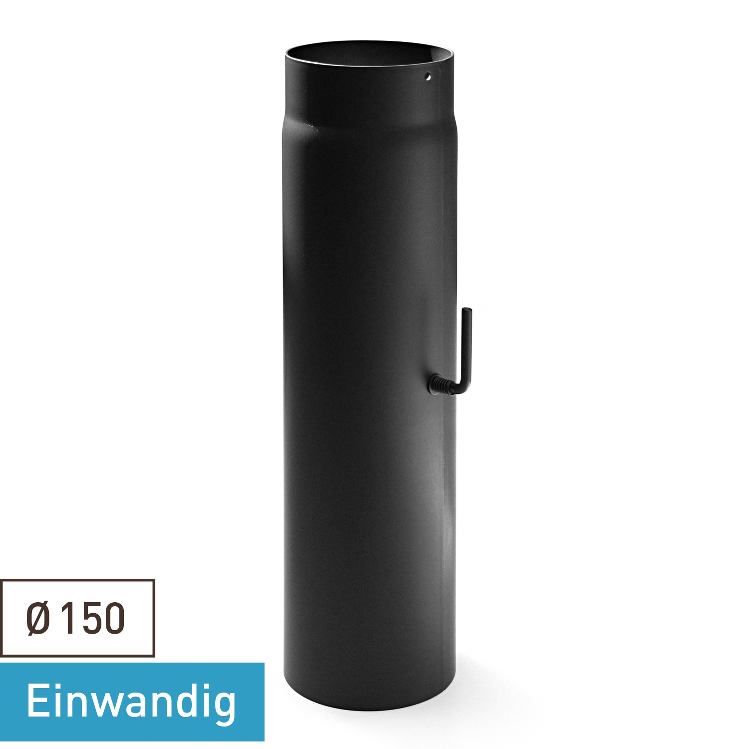 Raik Basic Längenelement 150mmx500mm schwarz mit Zugregulierung für Rauchrohr / Ofenrohr