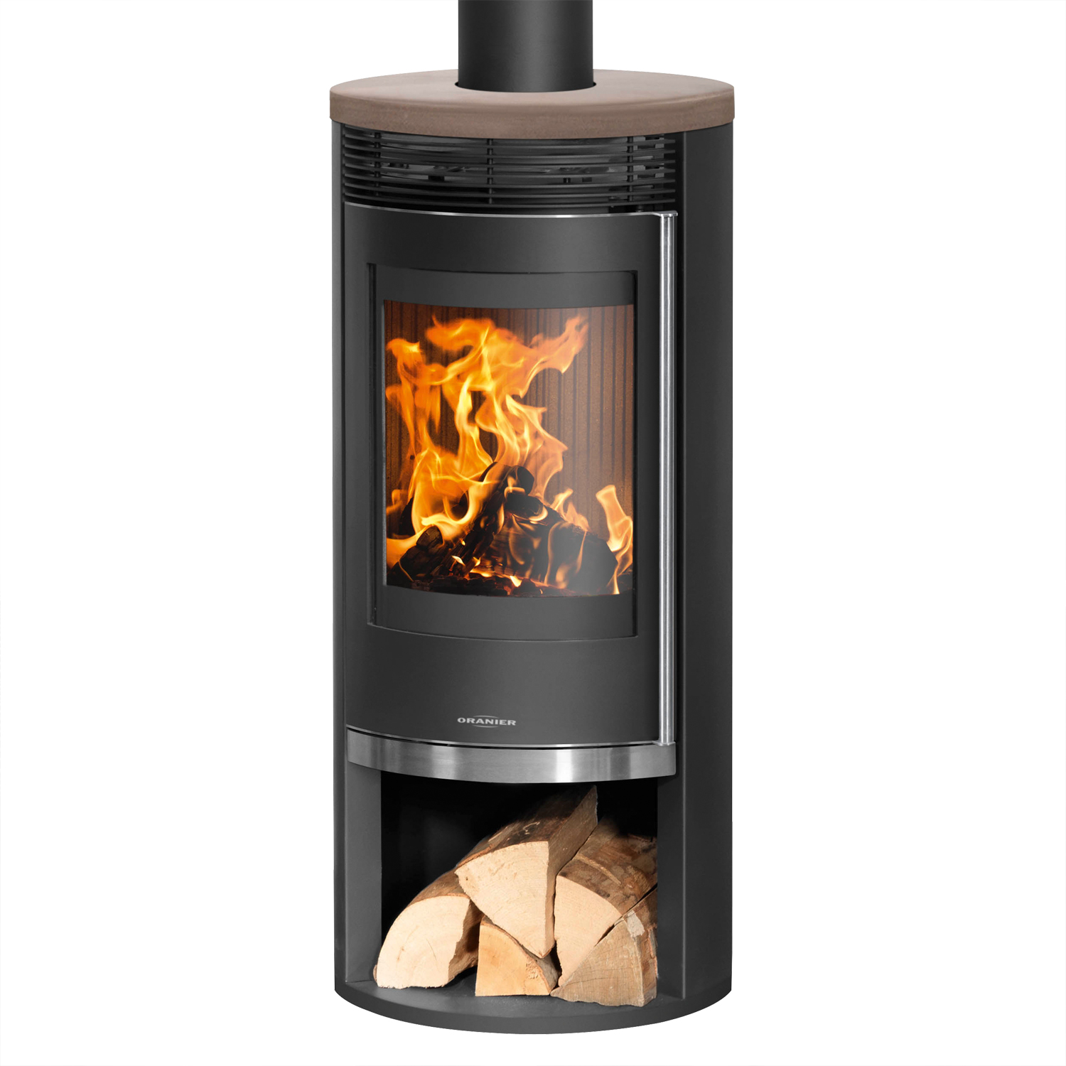Oranier Rota 2.0 Kaminofen Stahl Schwarz mit Abdeckplatte Keramik Grappa