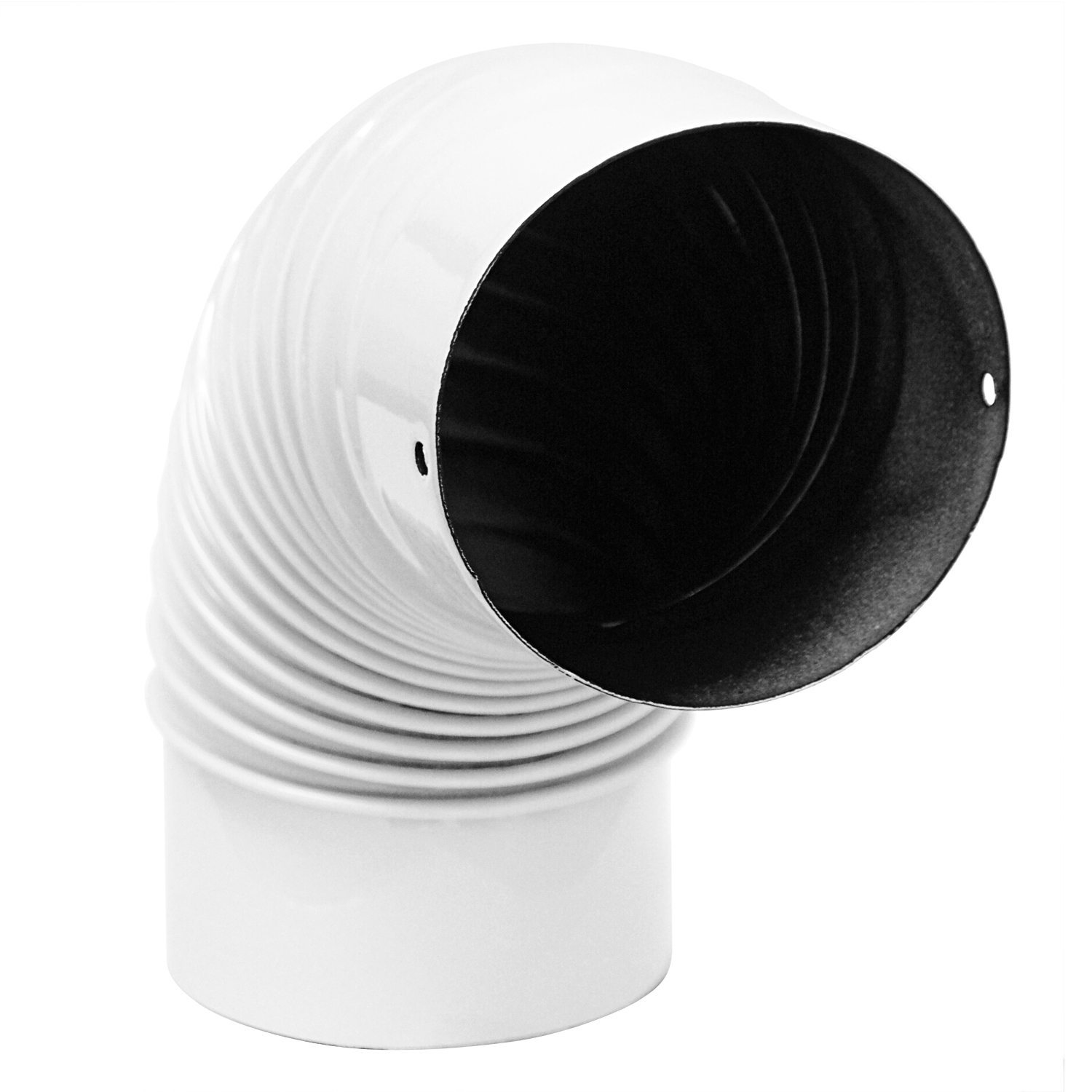 Raik Rauchrohrbogen / Ofenrohrbogen Emaille 130mm - 90° Bogen gerippt Weiß B-Ware