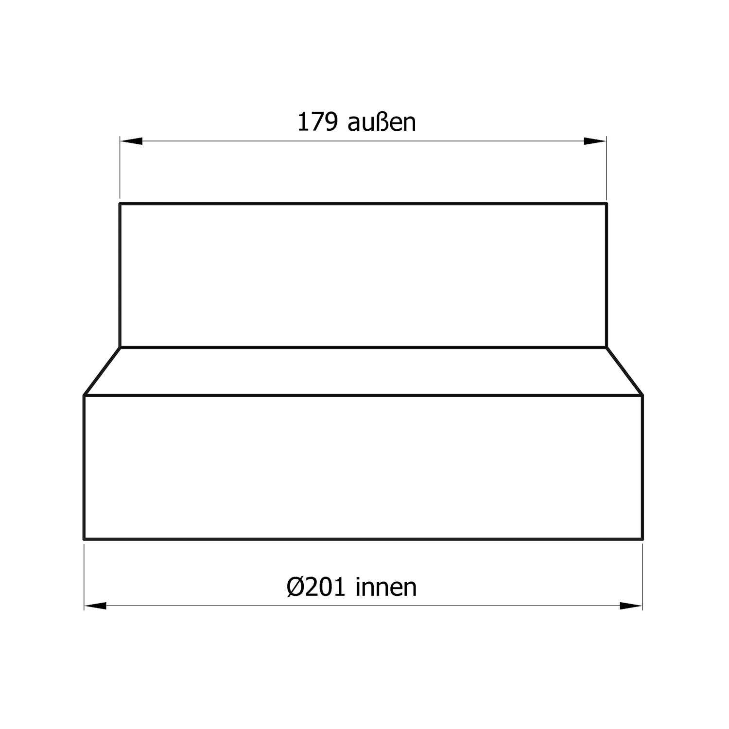 Raik Basic Reduzierung 200mm – 180mm schwarz für Rauchrohr / Ofenrohr