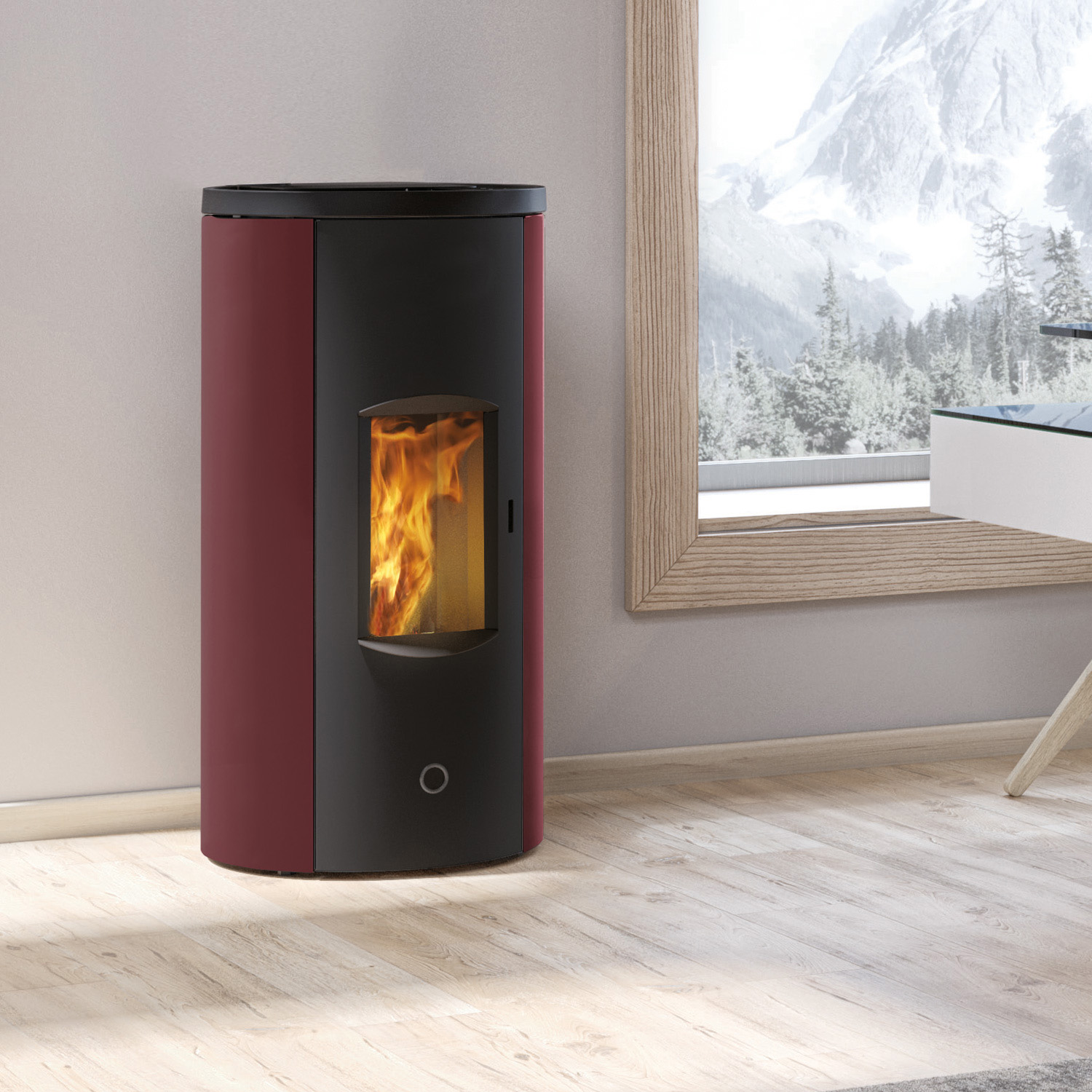 EK63 Like 80 Evo Pelletofen Stahl bordeaux RR hinten
